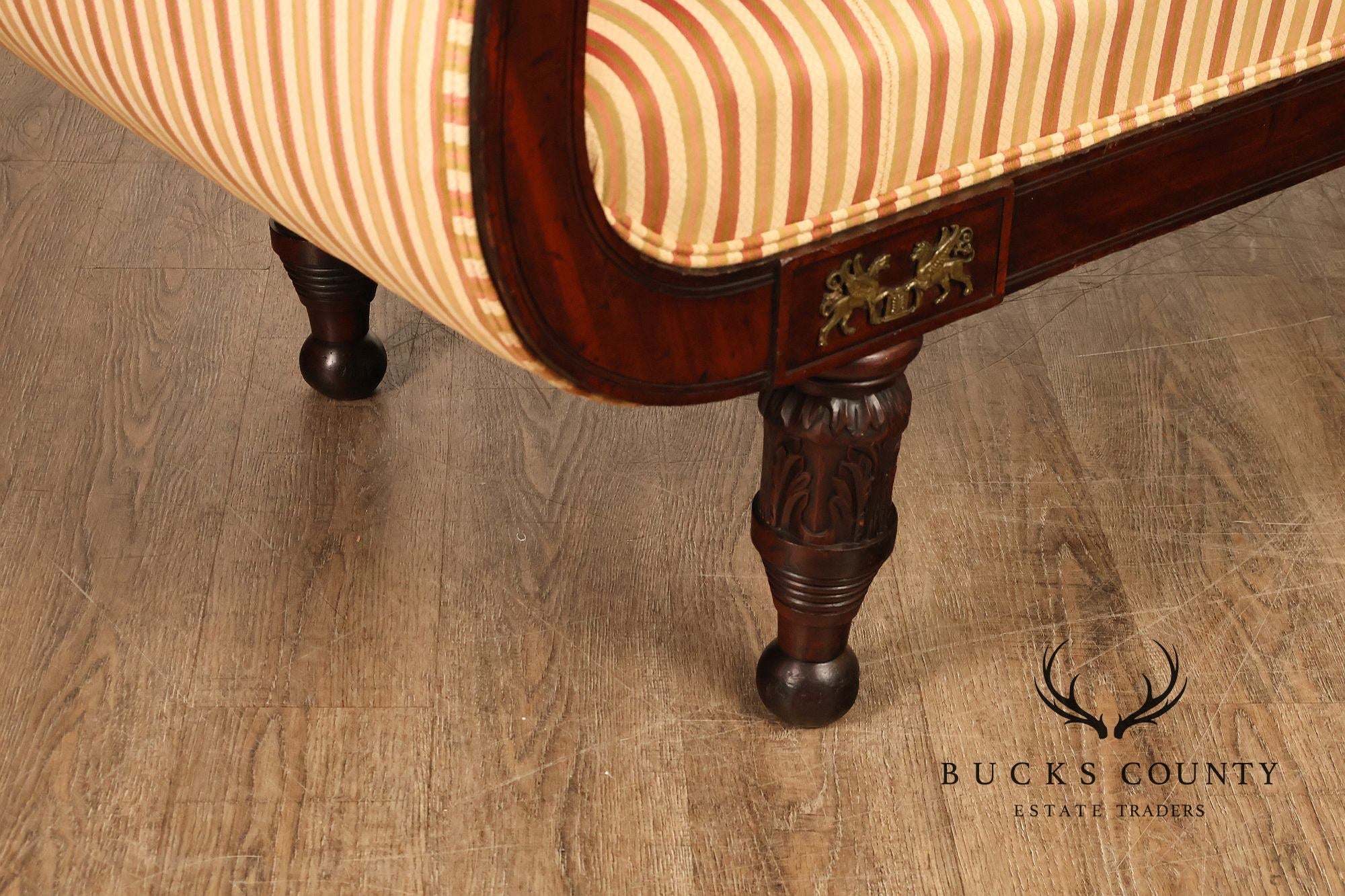 Antique American Empire Period 19th Century Carved Mahogany Sofa