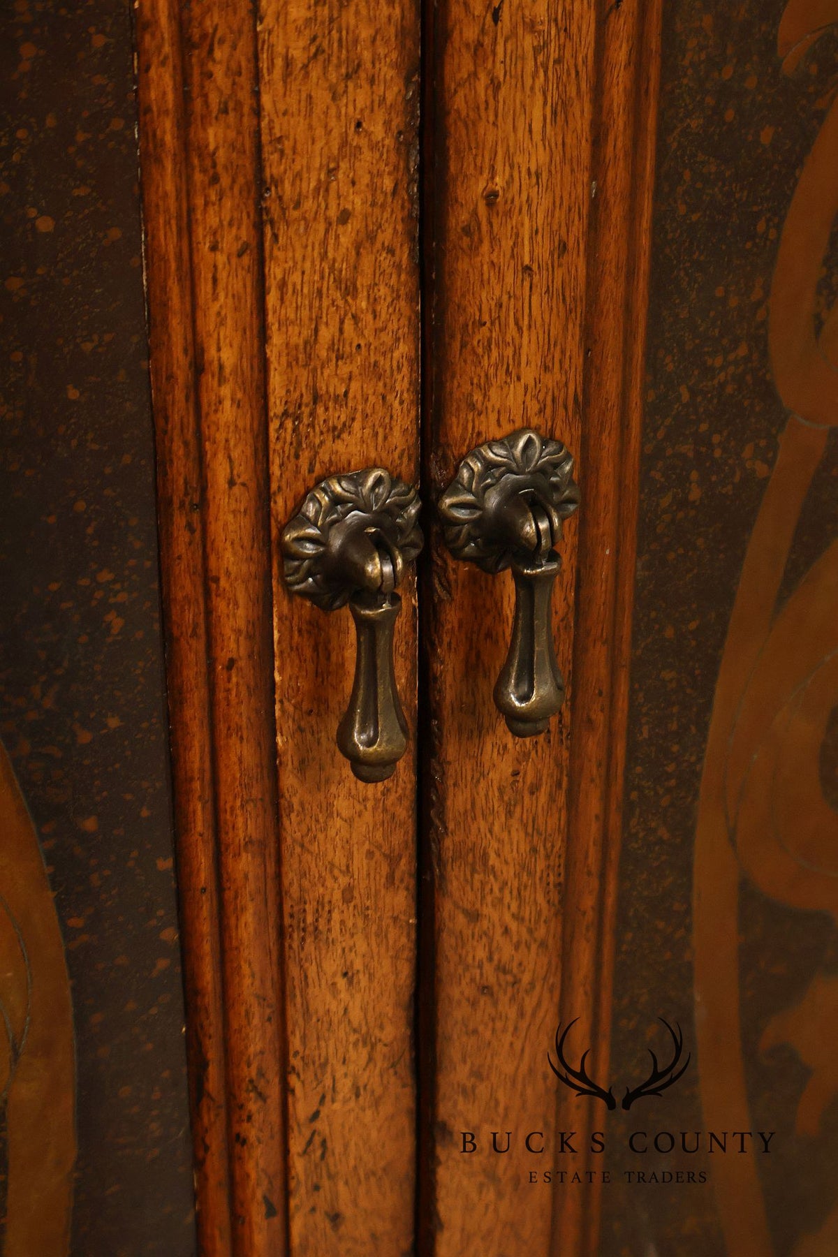 Italian Style Demilune Hand Painted Two-Door Cabinet