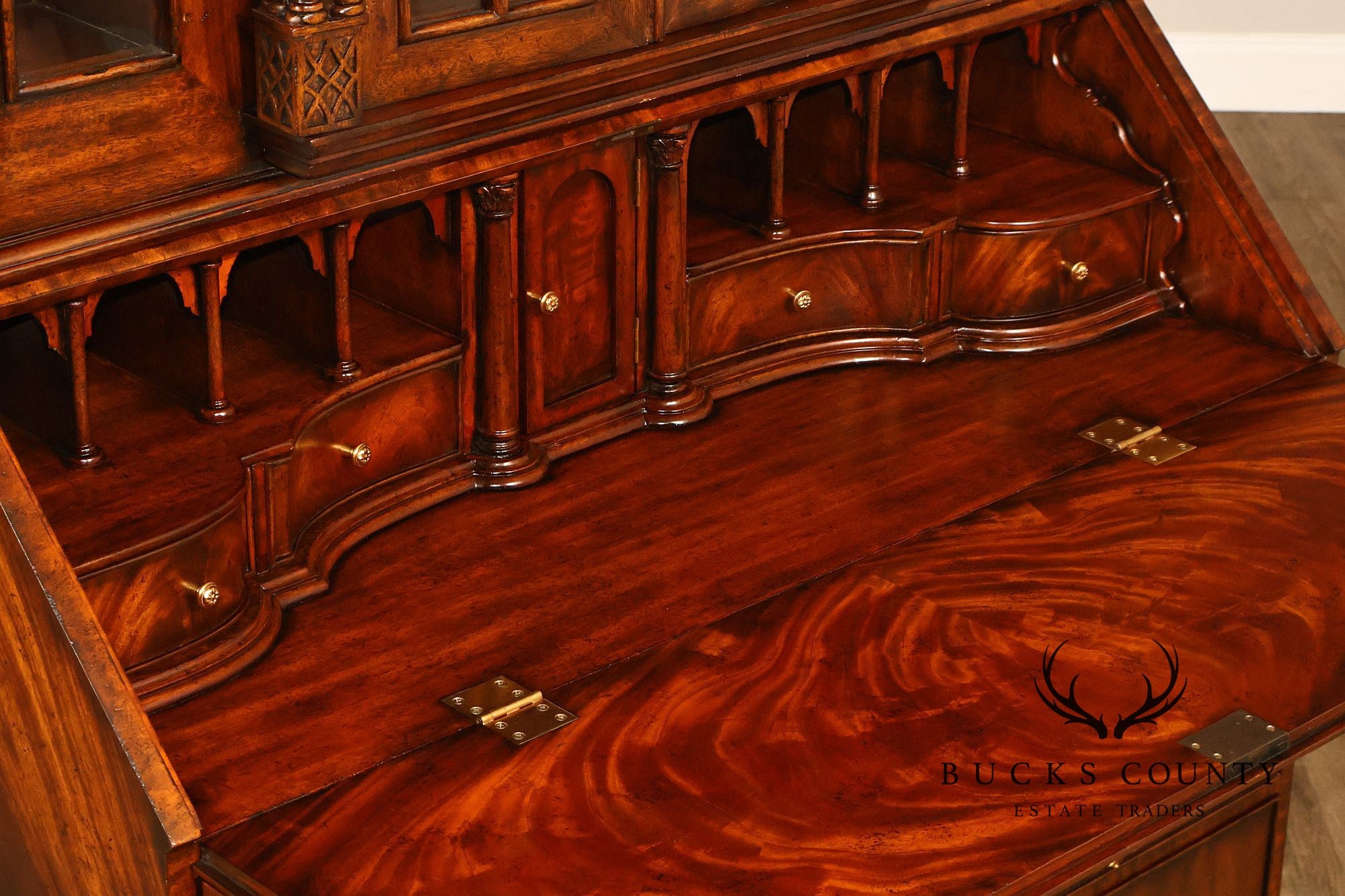 Maitland Smith Georgian Style Mahogany Secretary Bookcase