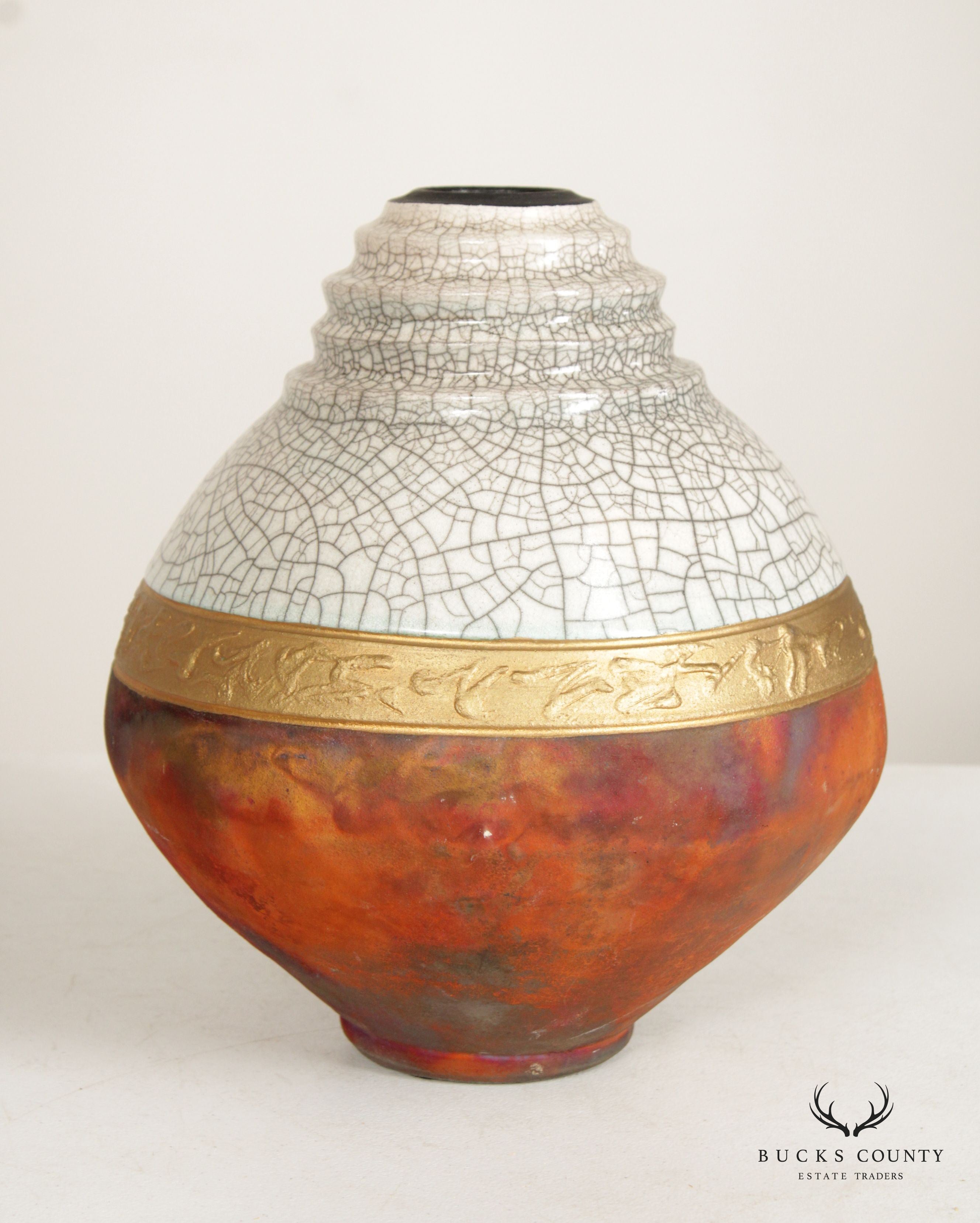 George M. Blackman Raku Pottery Vase