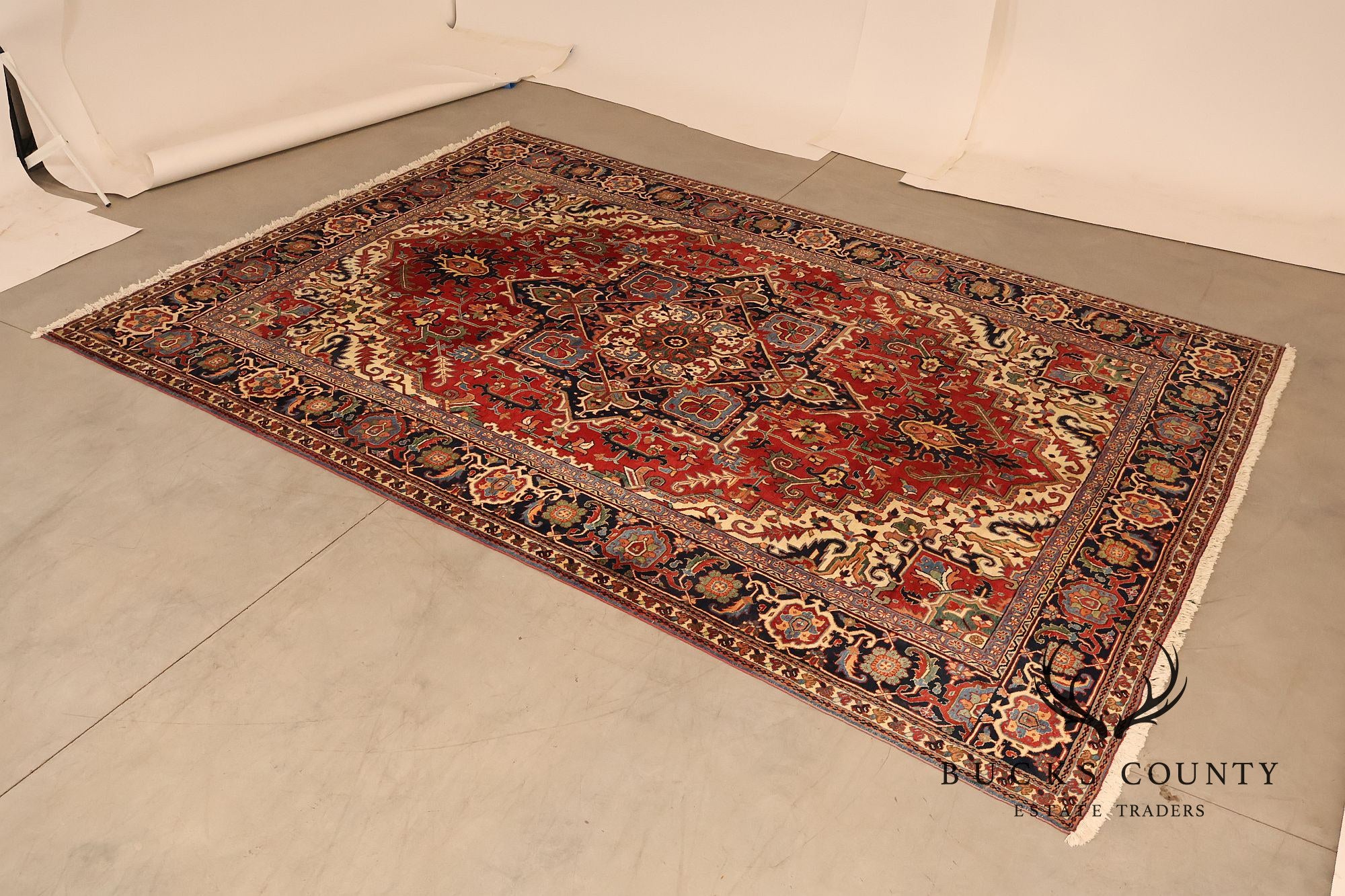 Persian Heriz Hand Knotted Wool Room Size Rug 9' x 13'