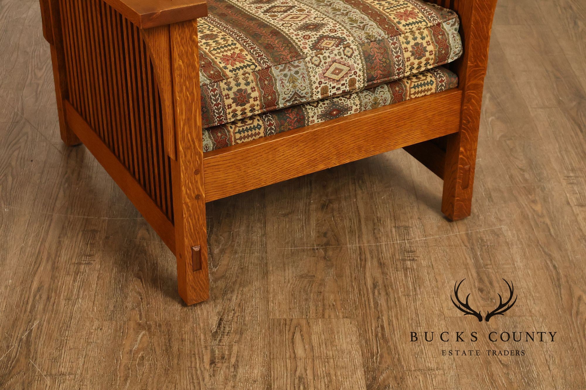 Stickley Mission Collection Oak Compact Morris Chair With Loose Cushions
