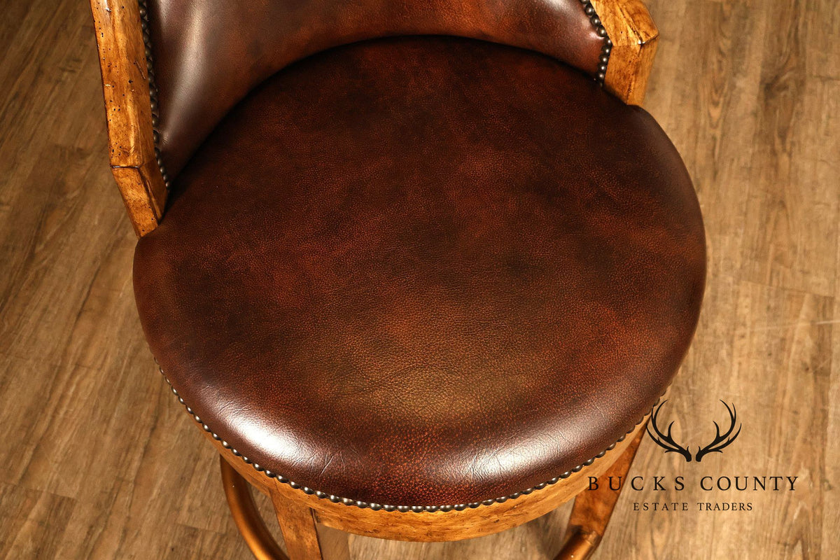 Contemporary Set Of 4 F aux Leather Upholstered Bar Stools