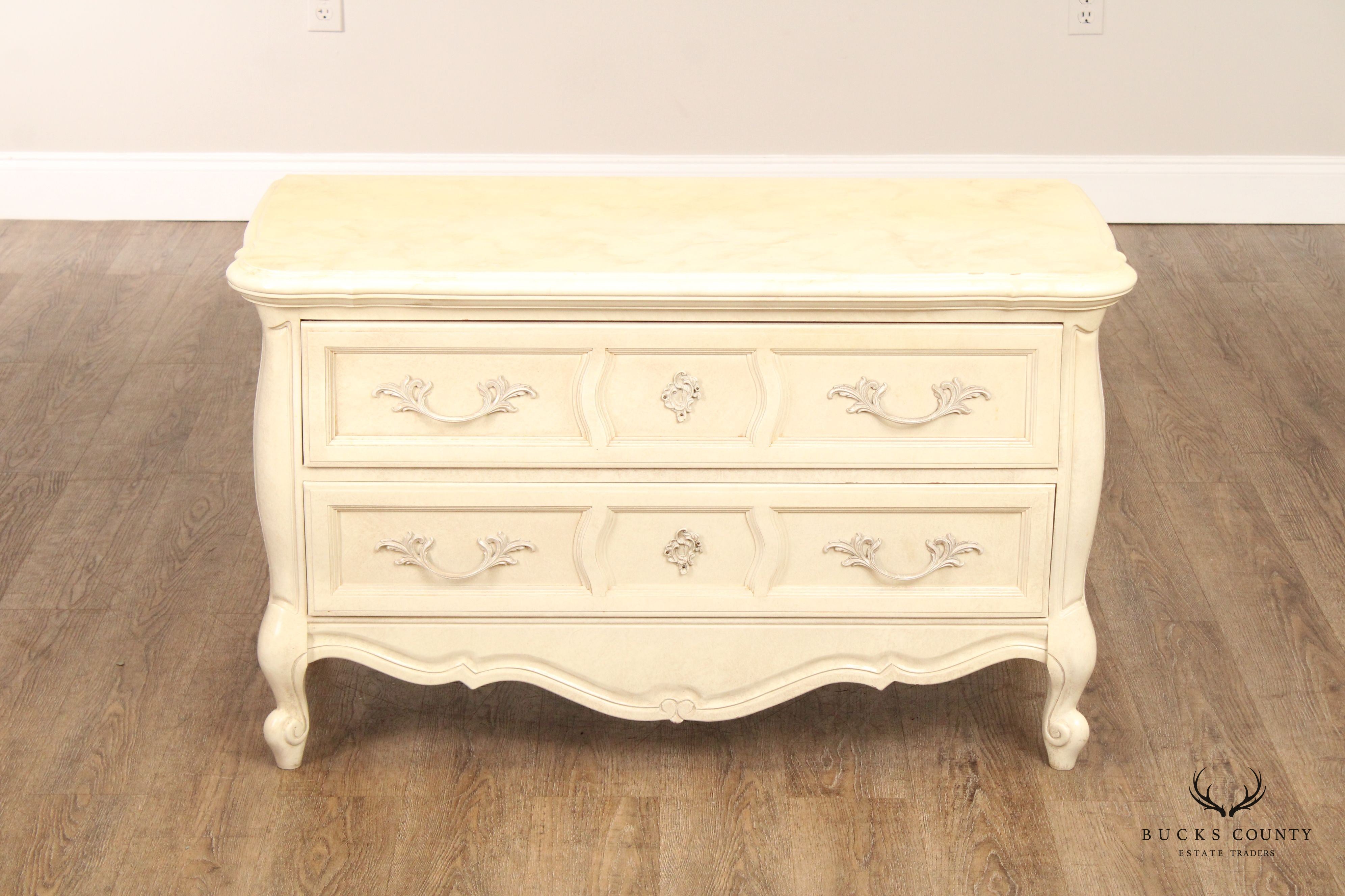 Union National French Provincial Style Pair of Painted Commodes
