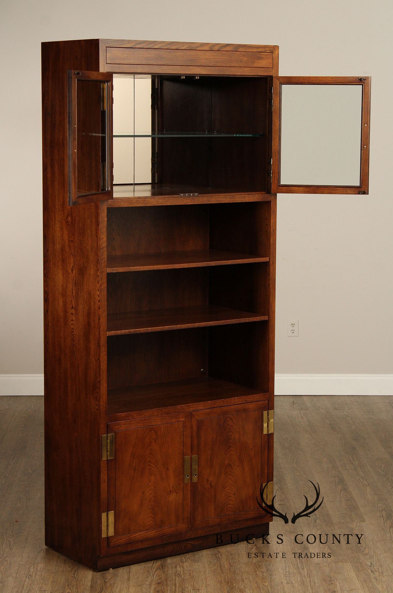 Henredon 'Scene One' Campaign Style Oak Bookcase