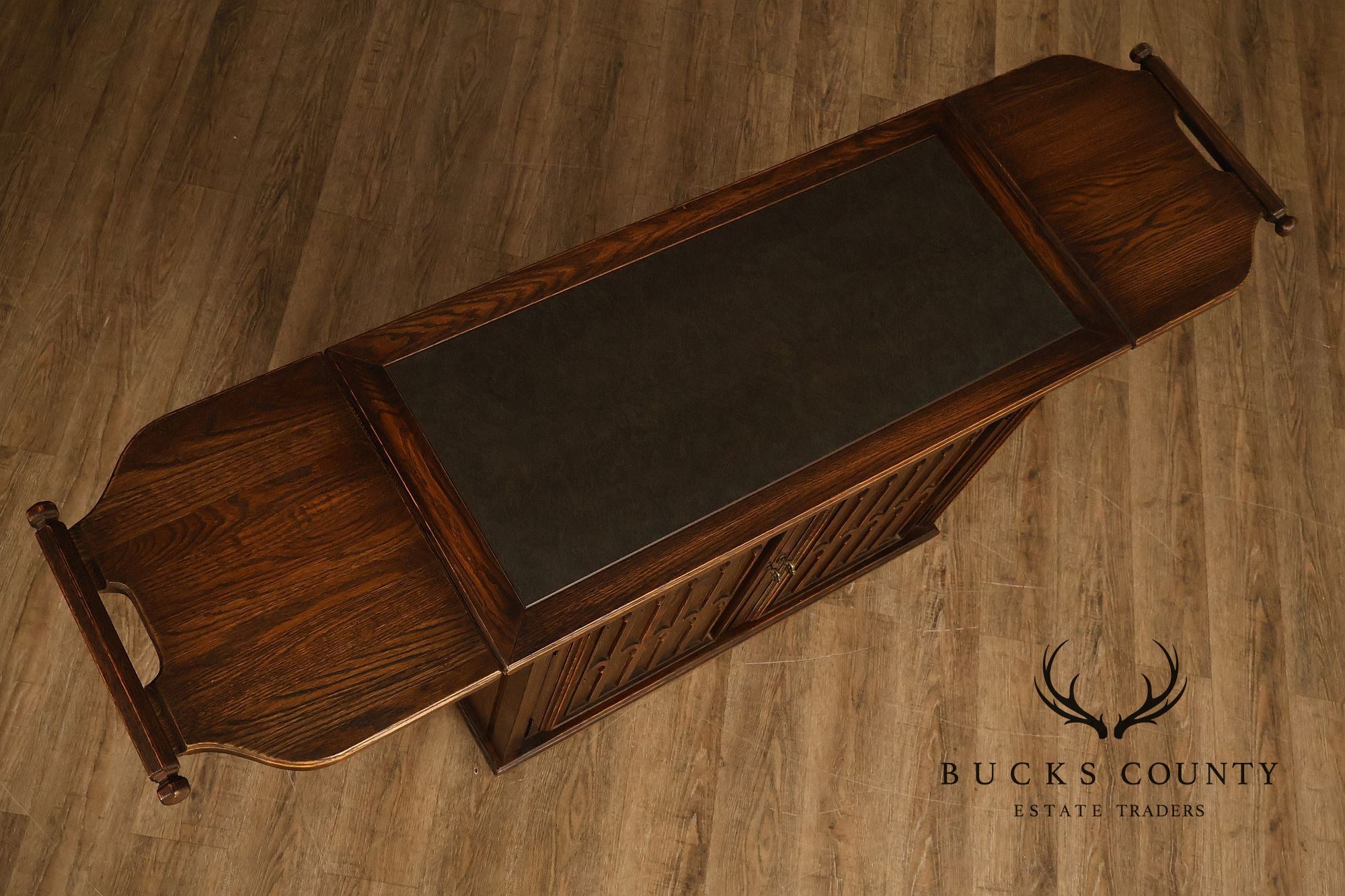 Jamestown Lounge Co. Gothic Revival Vintage Oak Drop-Leaf Server