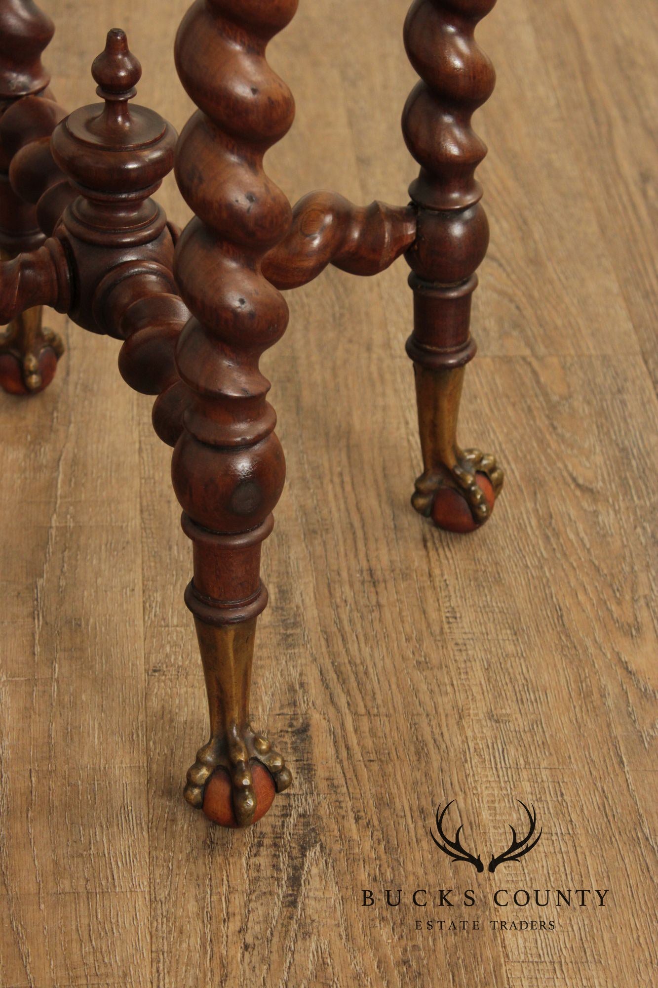 Antique Victorian Barley Twist Mahogany Side Table