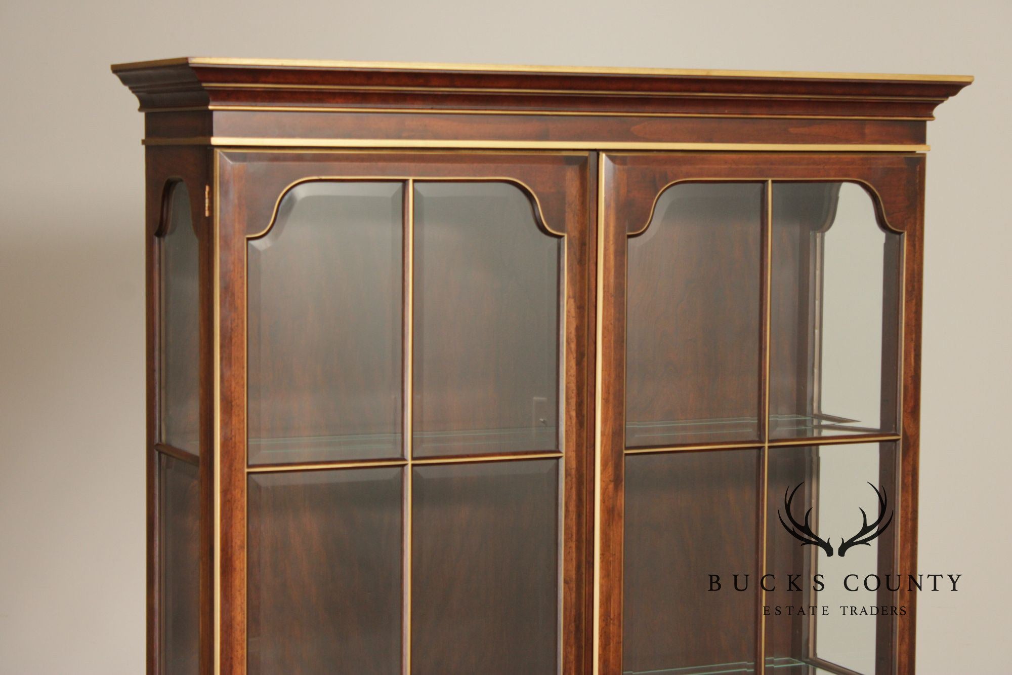 Union National Traditional Cherry Lighted Two Door Display Cabinet