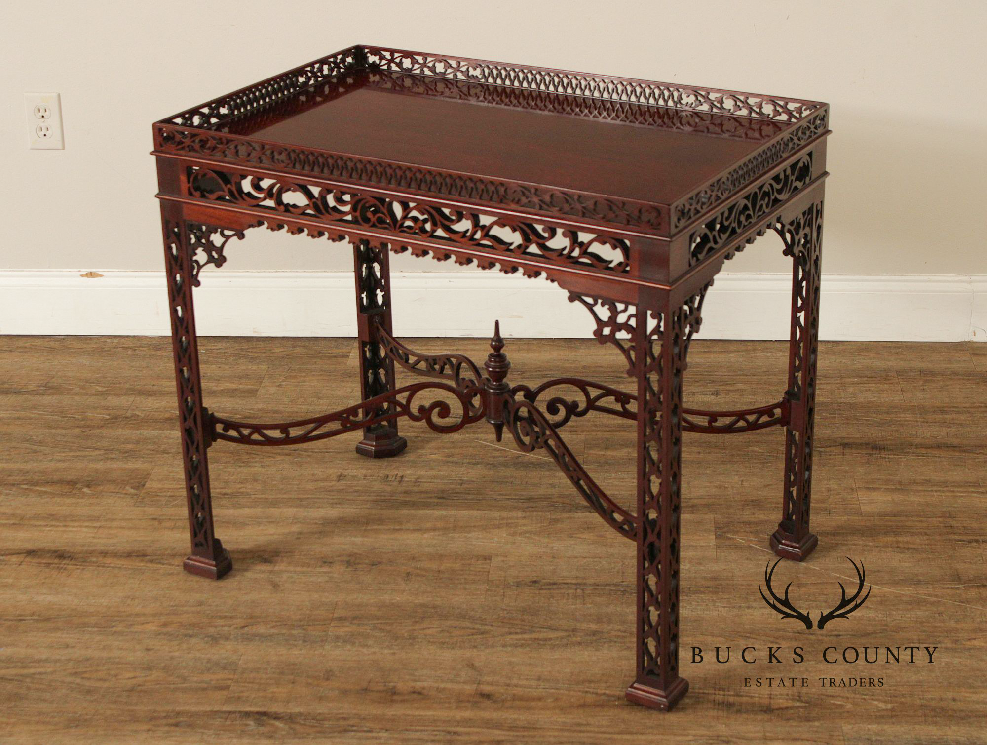 Chinese Chippendale Style Mahogany Tea Table