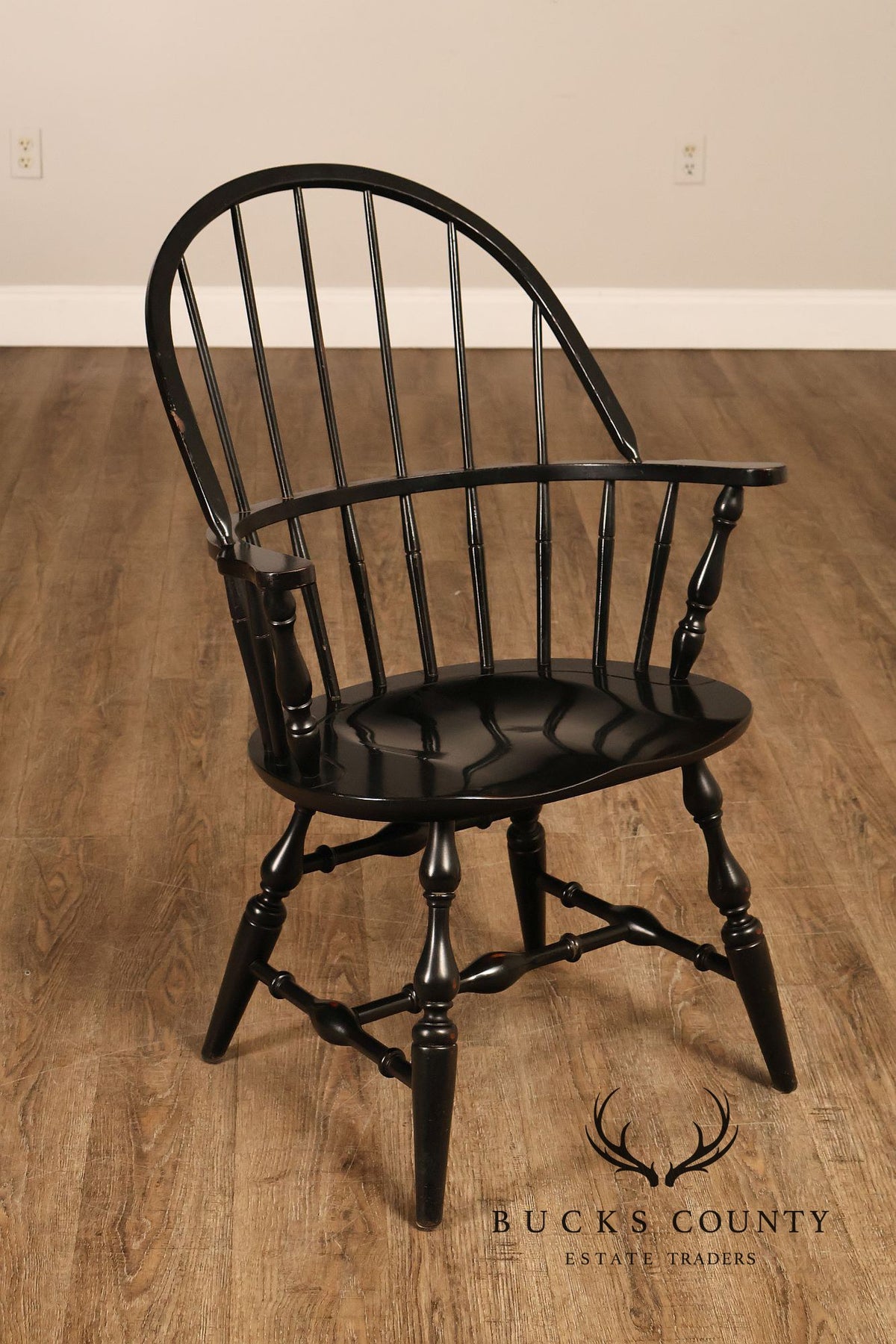 Nichols And Stone Set Of Six Black Windsor Dining Chairs