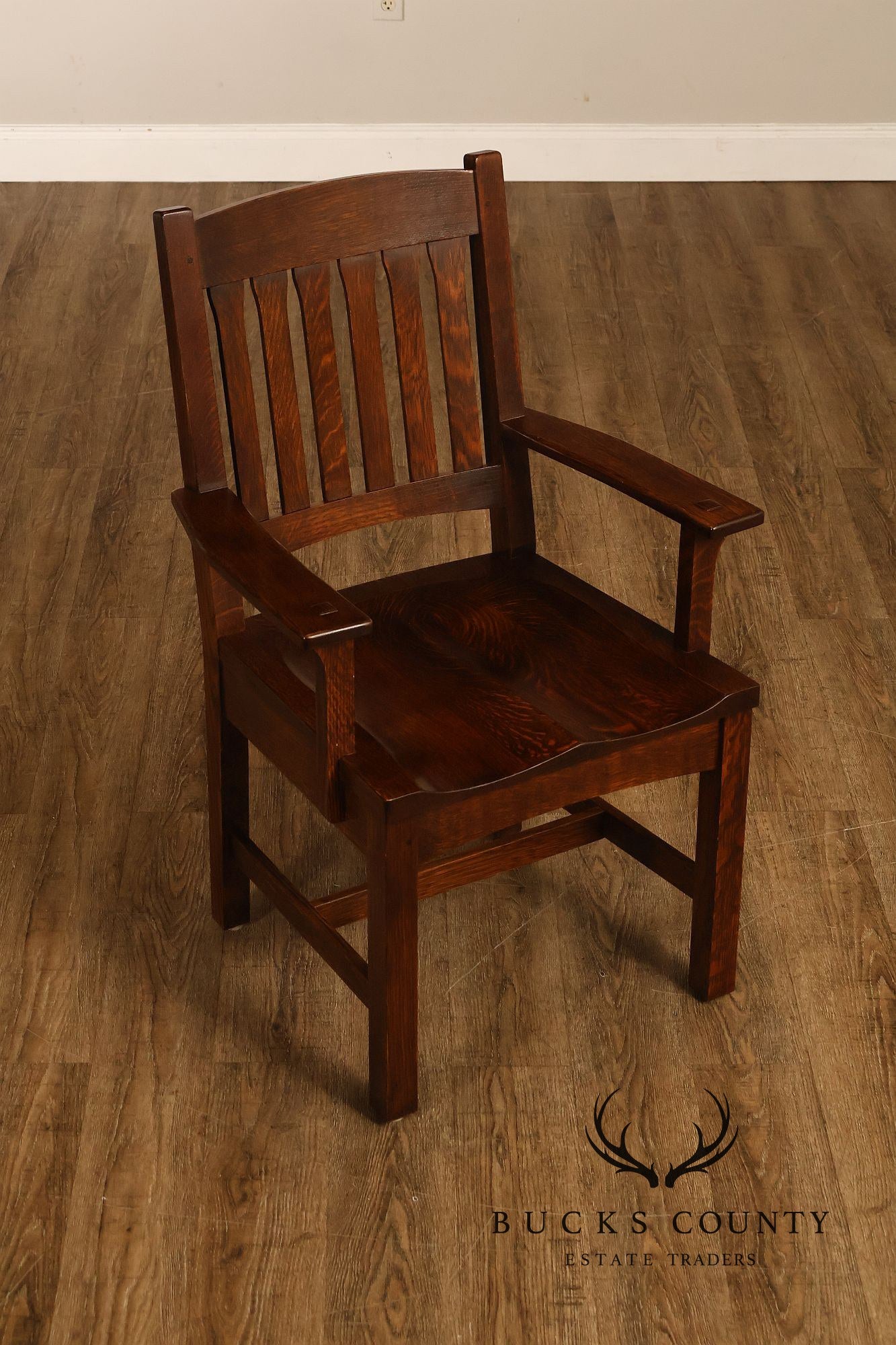 Stickley Mission Collection Pair Of Oak Cottage Armchairs