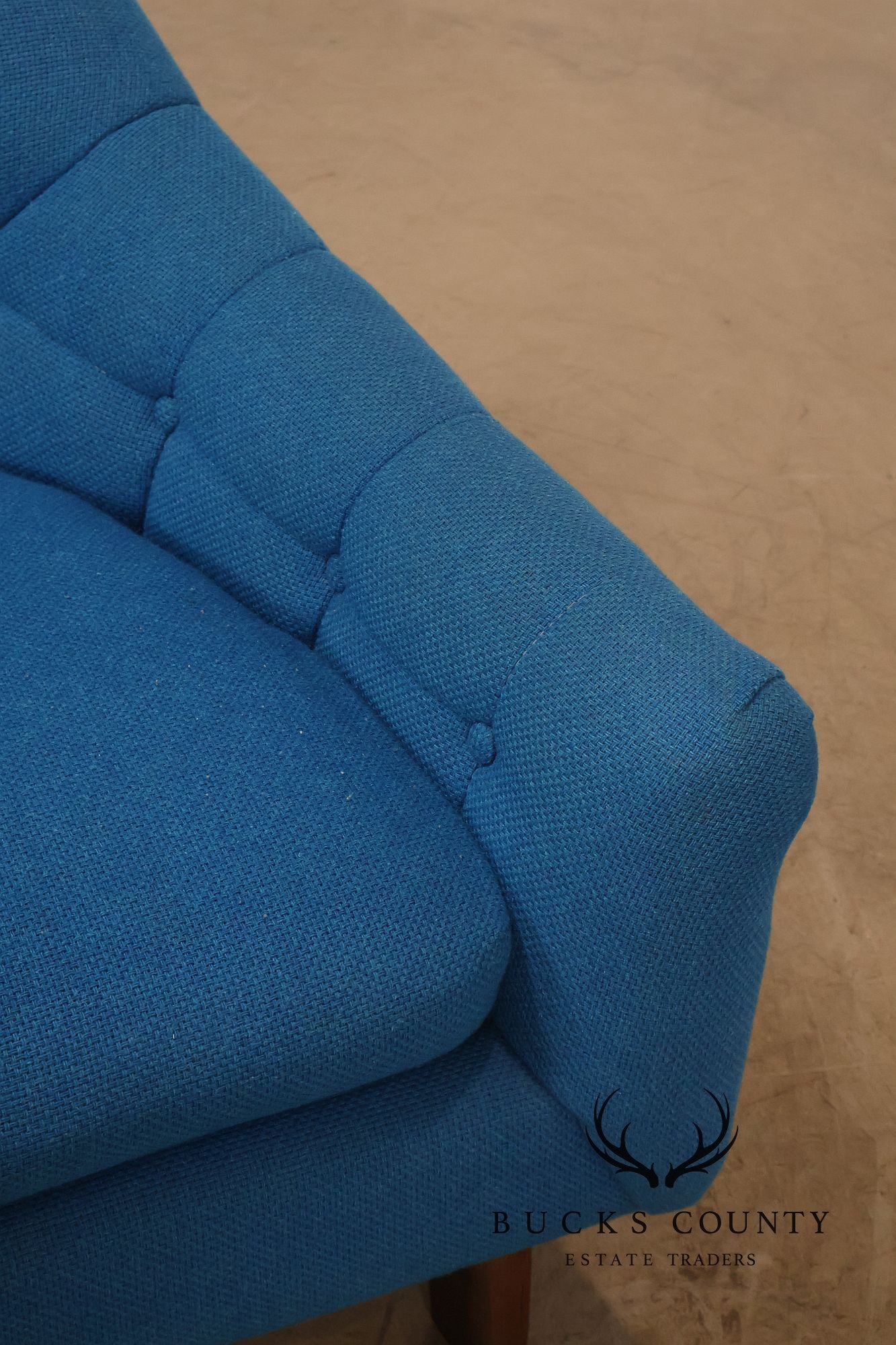 Vintage Schnadig Mid Century Modern Blue Upholstered Tufted Lounge Chair