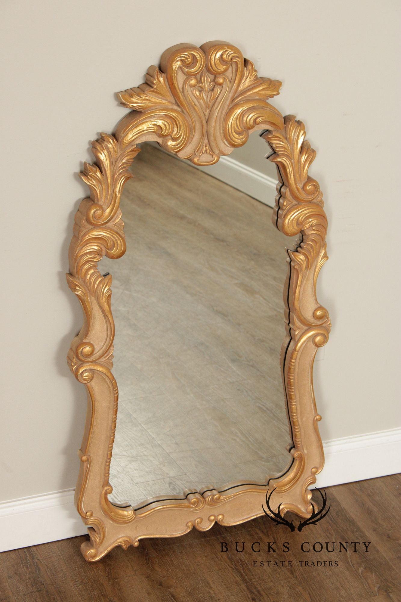 Rococo Style Large Gold Painted Wall Mirror