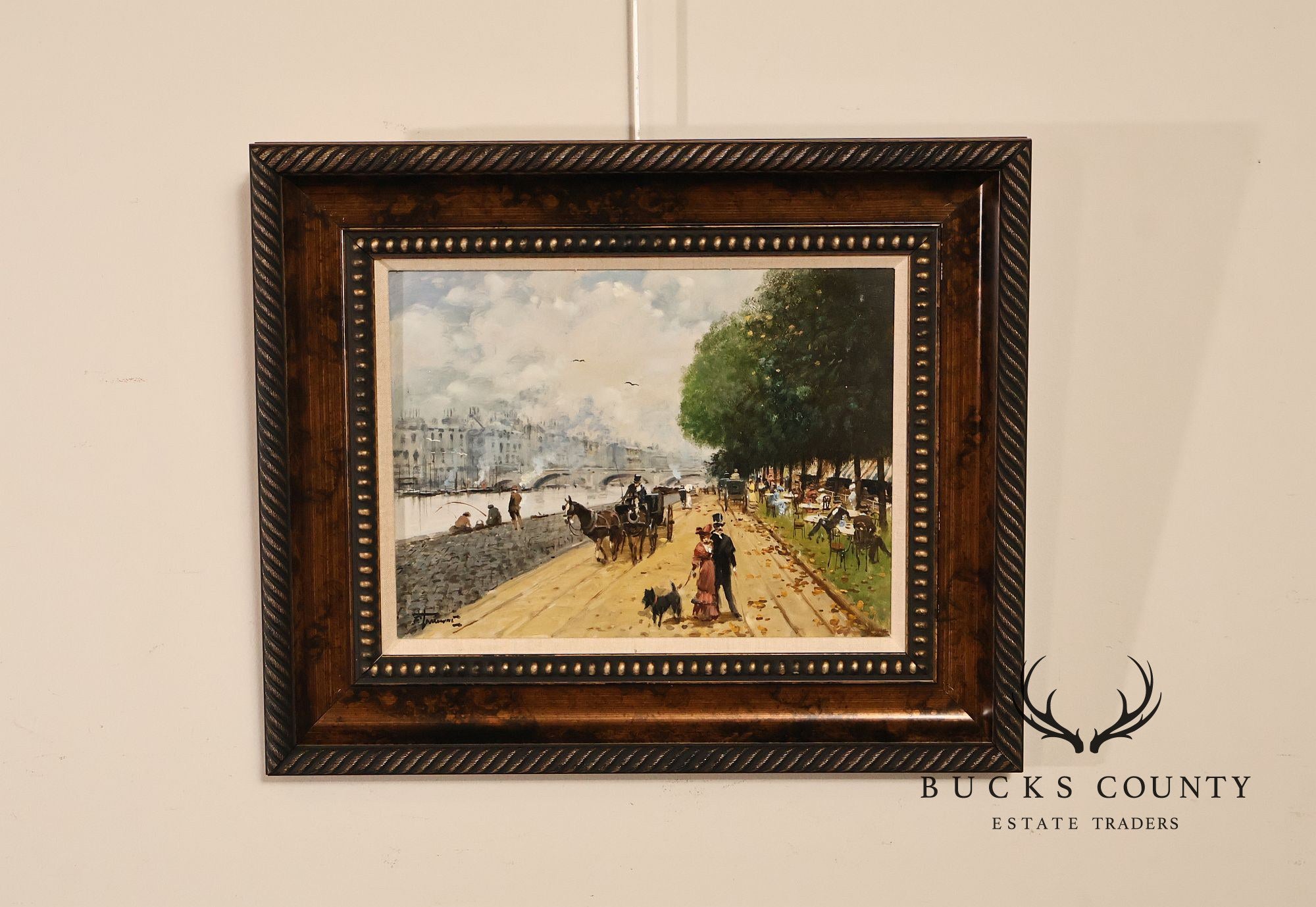 Francesco Tammaro Framed Painting, 'Strolling by the Seine'