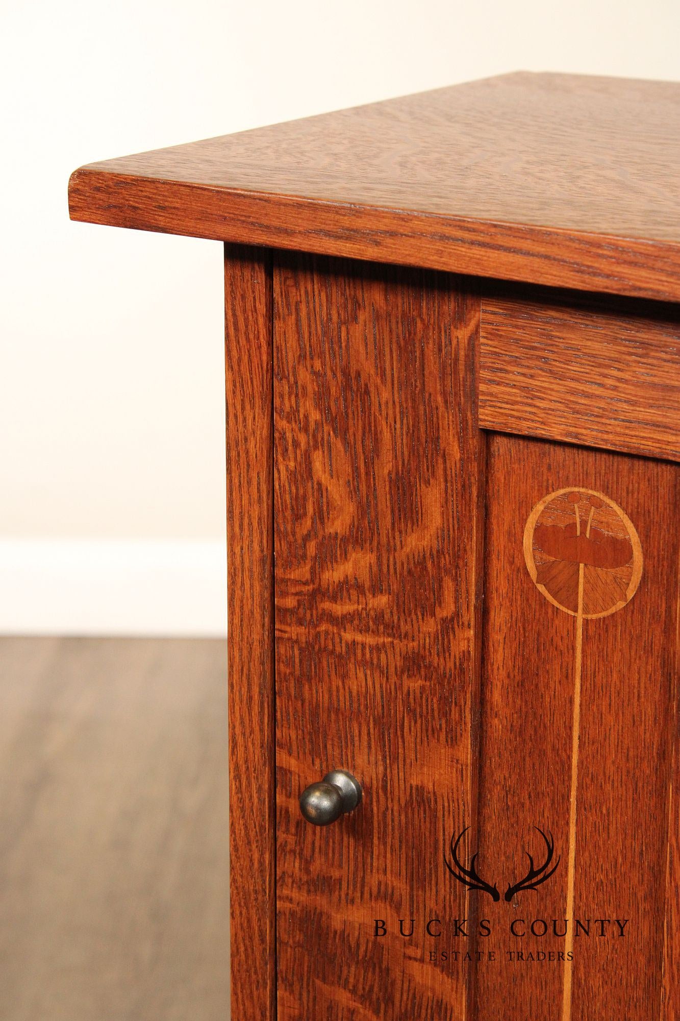 Stickley Mission Collection Inlaid Oak Harvey Ellis Bookcase Cabinet