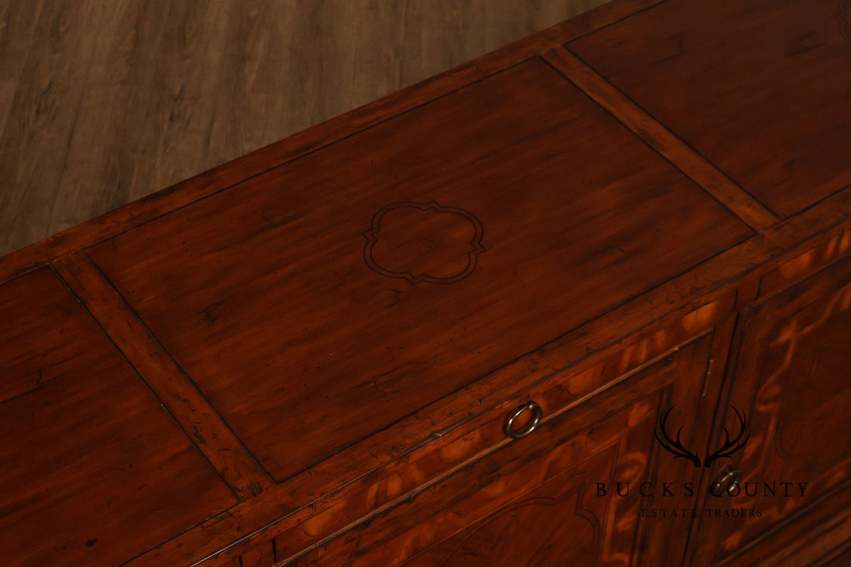 Traditional Georgian Style Inlaid Three Door Credenza Sideboard