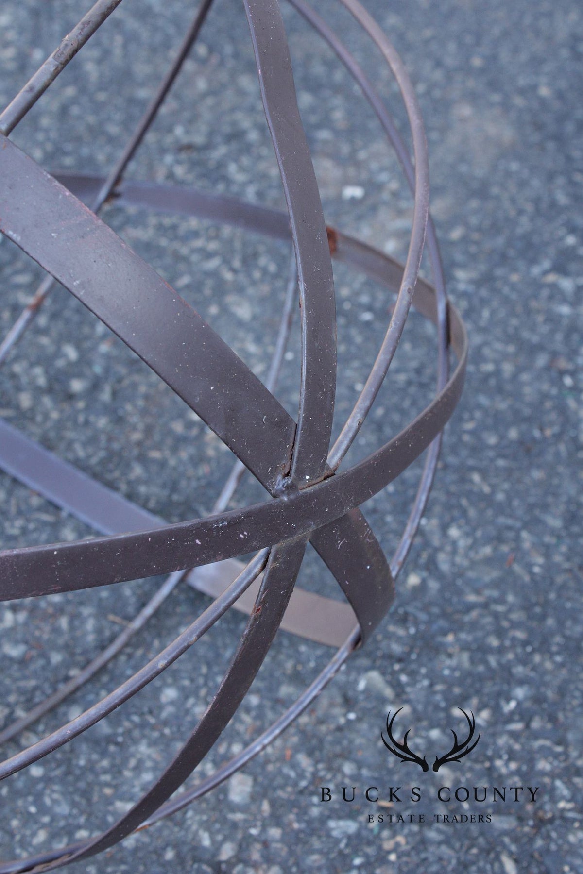 Pair of Steel Outdoor Garden Armillary Spheres