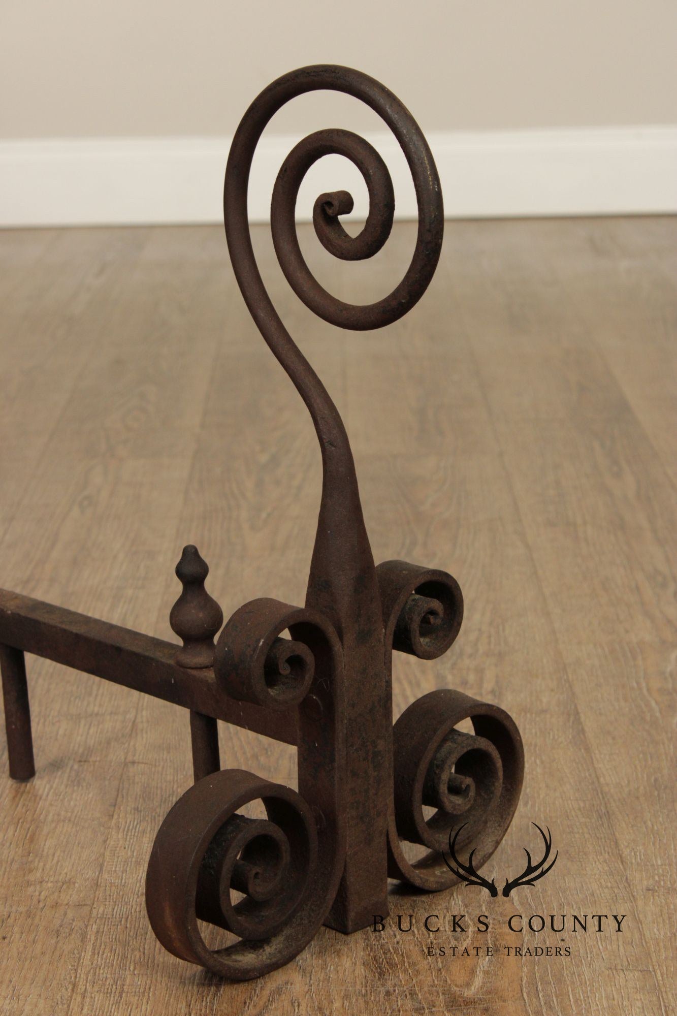 Antique Pair of Hand Forged of Fireplace Andirons