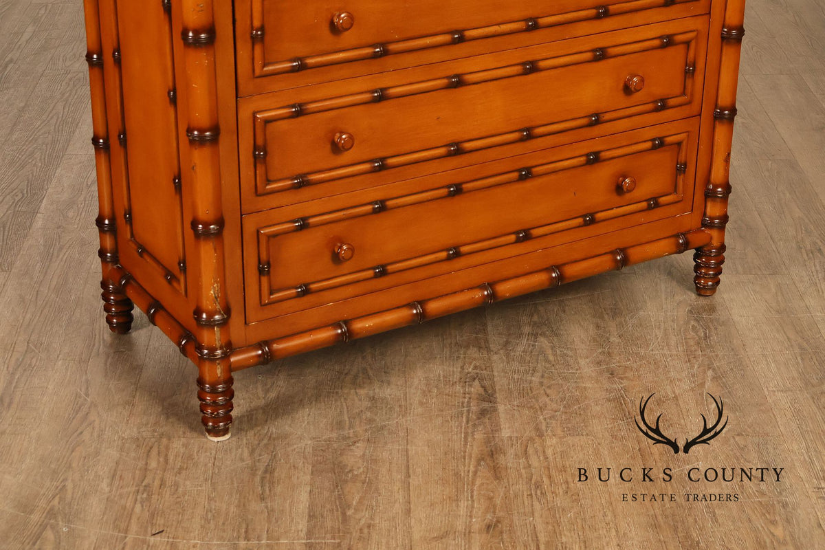 Williams Sonoma Marble Top Faux Bamboo Chest of Drawers