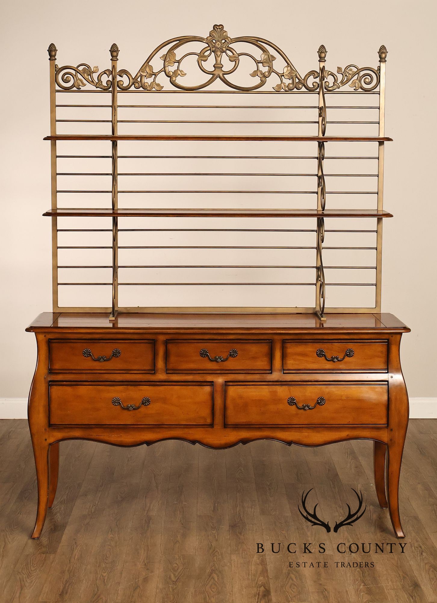 Drexel Heritage French Provincial Sideboard With Metal Scroll Baker's Rack
