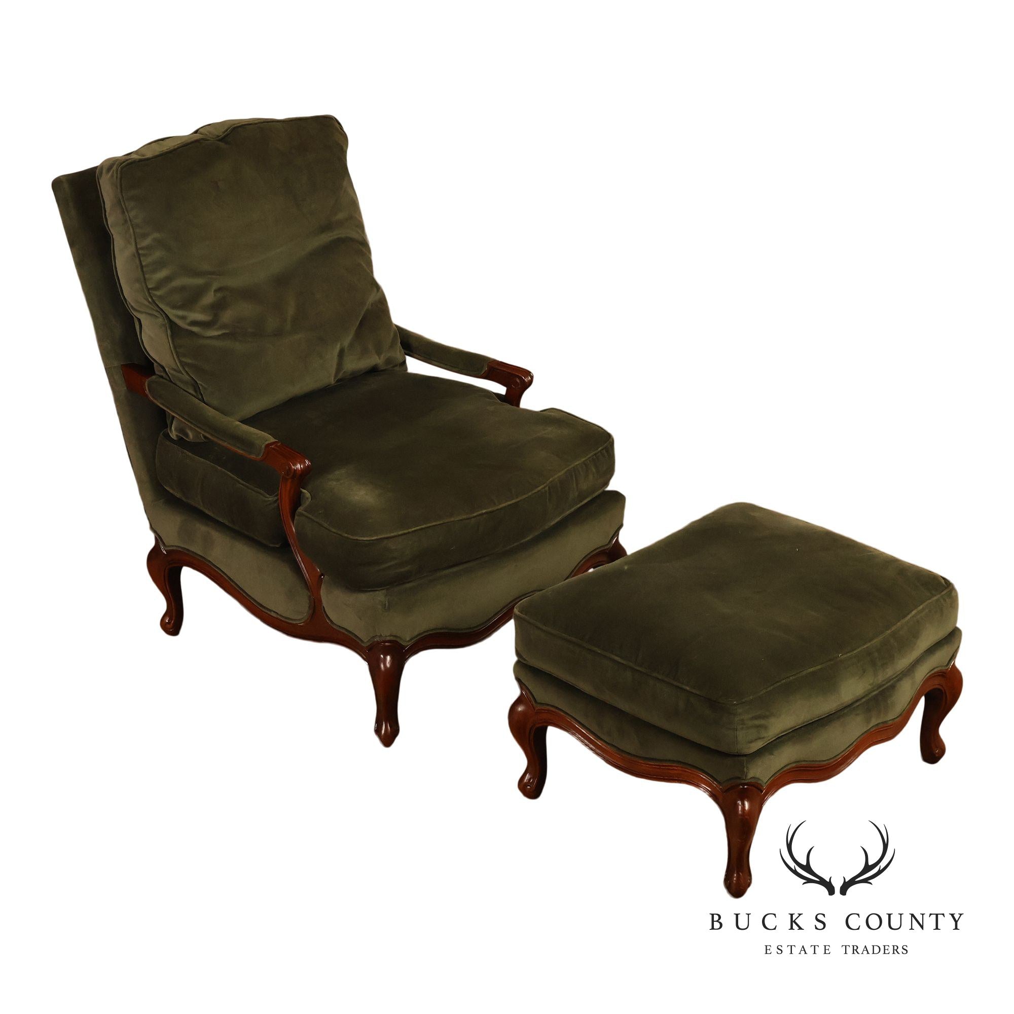 Hickory Chair Mark Hampton Collection Louis XV Style Upholstered Lounge Chair And Ottoman