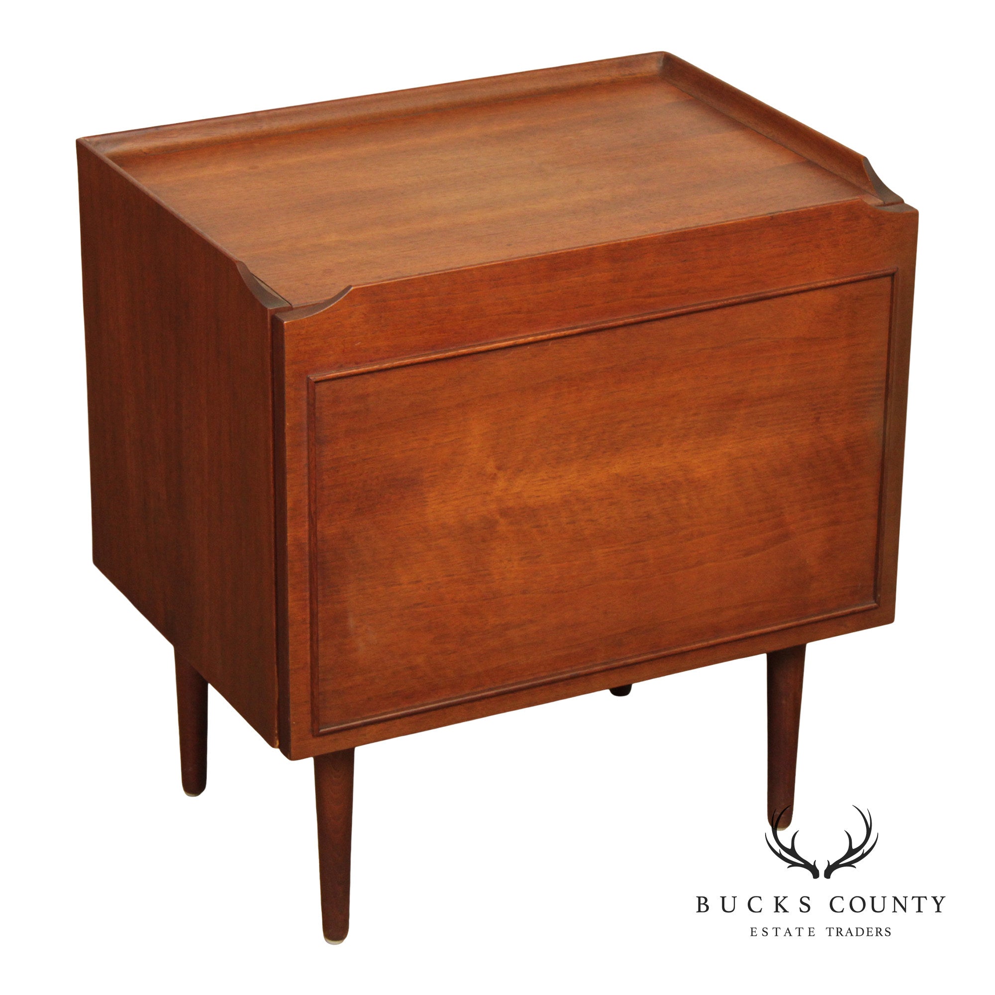 Mid Century Modern Walnut Record Cabinet Side Table