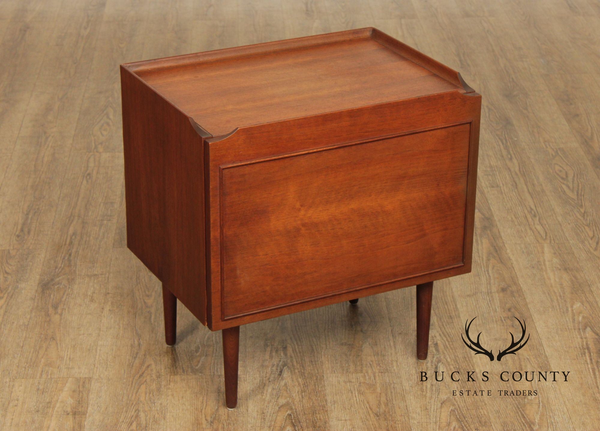 Mid Century Modern Walnut Record Cabinet Side Table
