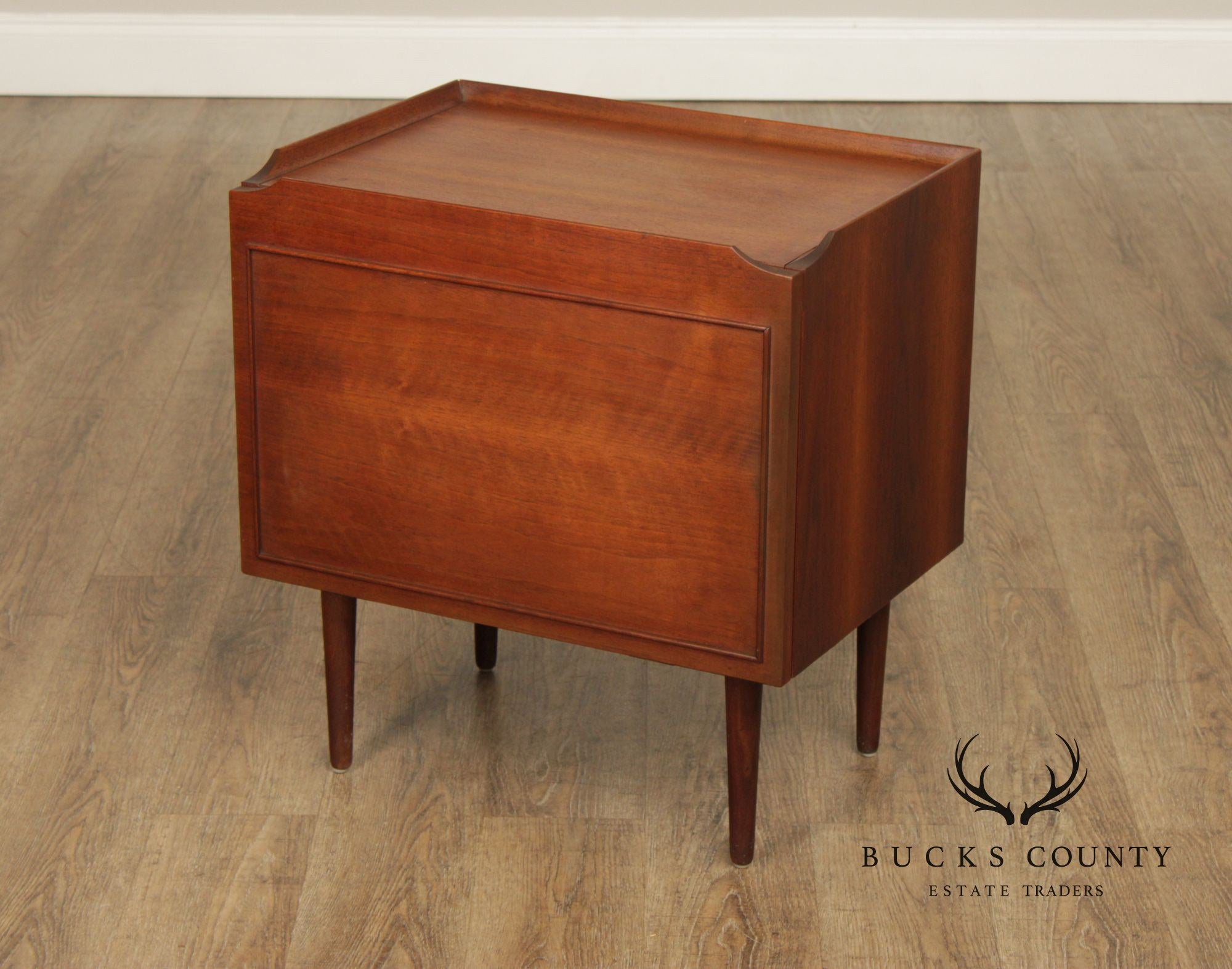 Mid Century Modern Walnut Record Cabinet Side Table