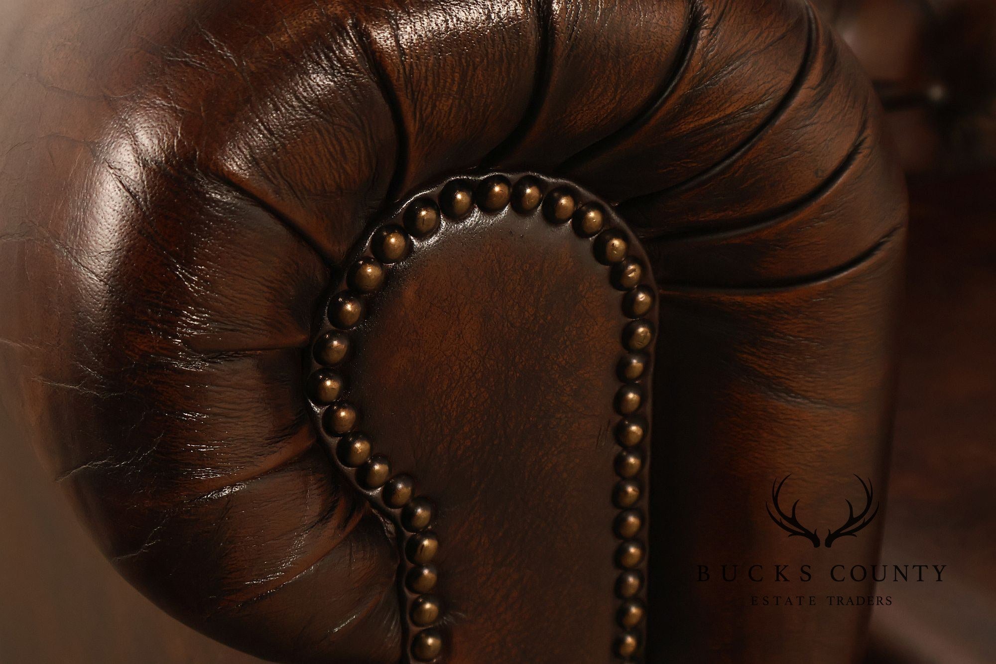 Chesterfield Style Tufted Brown Leather Sofa