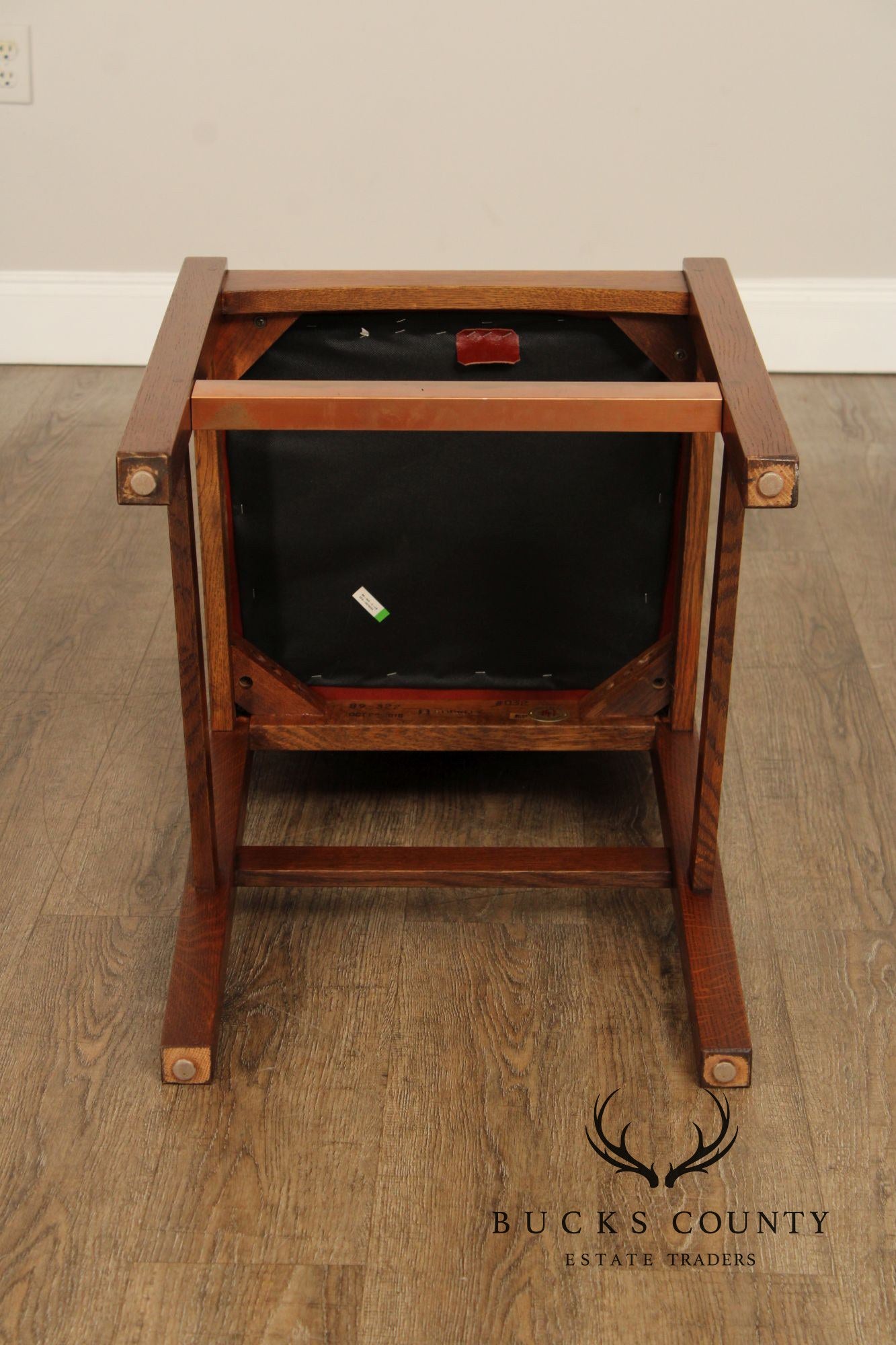 Stickley Mission Collection Pair of Oak And Leather Counter Stools