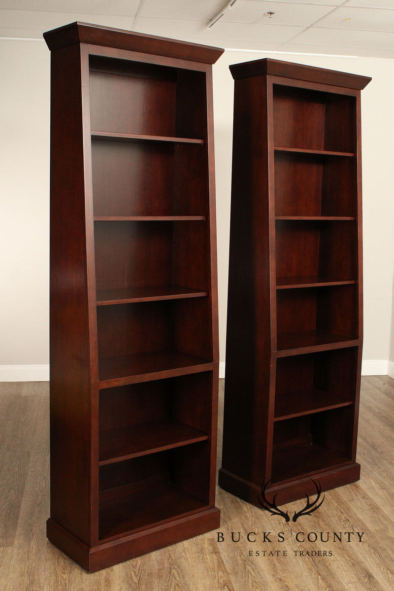 Ethan Allen Horizon Collection Pair of Tall Slant Back Bookcases