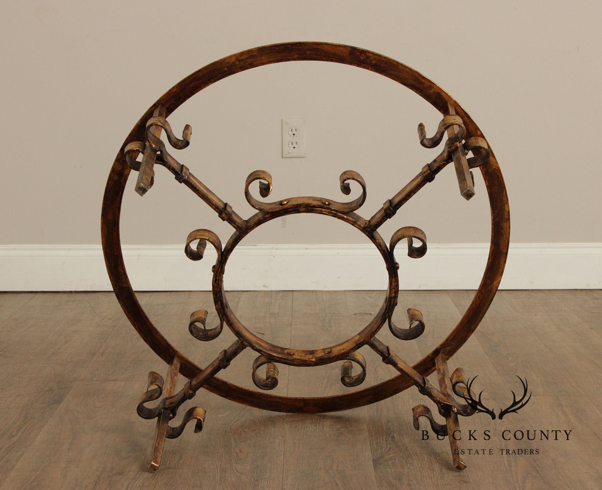 Vintage Wrought Iron Round Glass Top Coffee Table