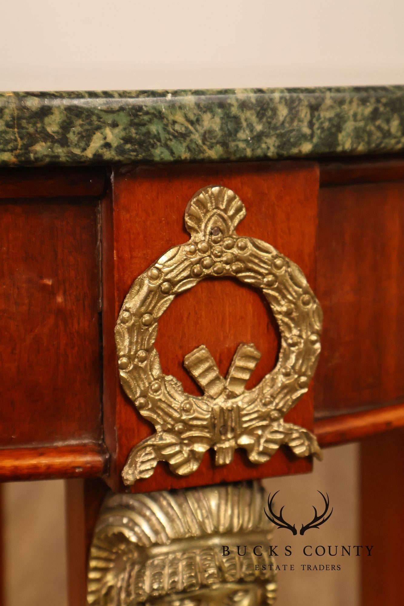 French Empire Style Pair Of Round Marble Top Ormolu Mounted Side Tables