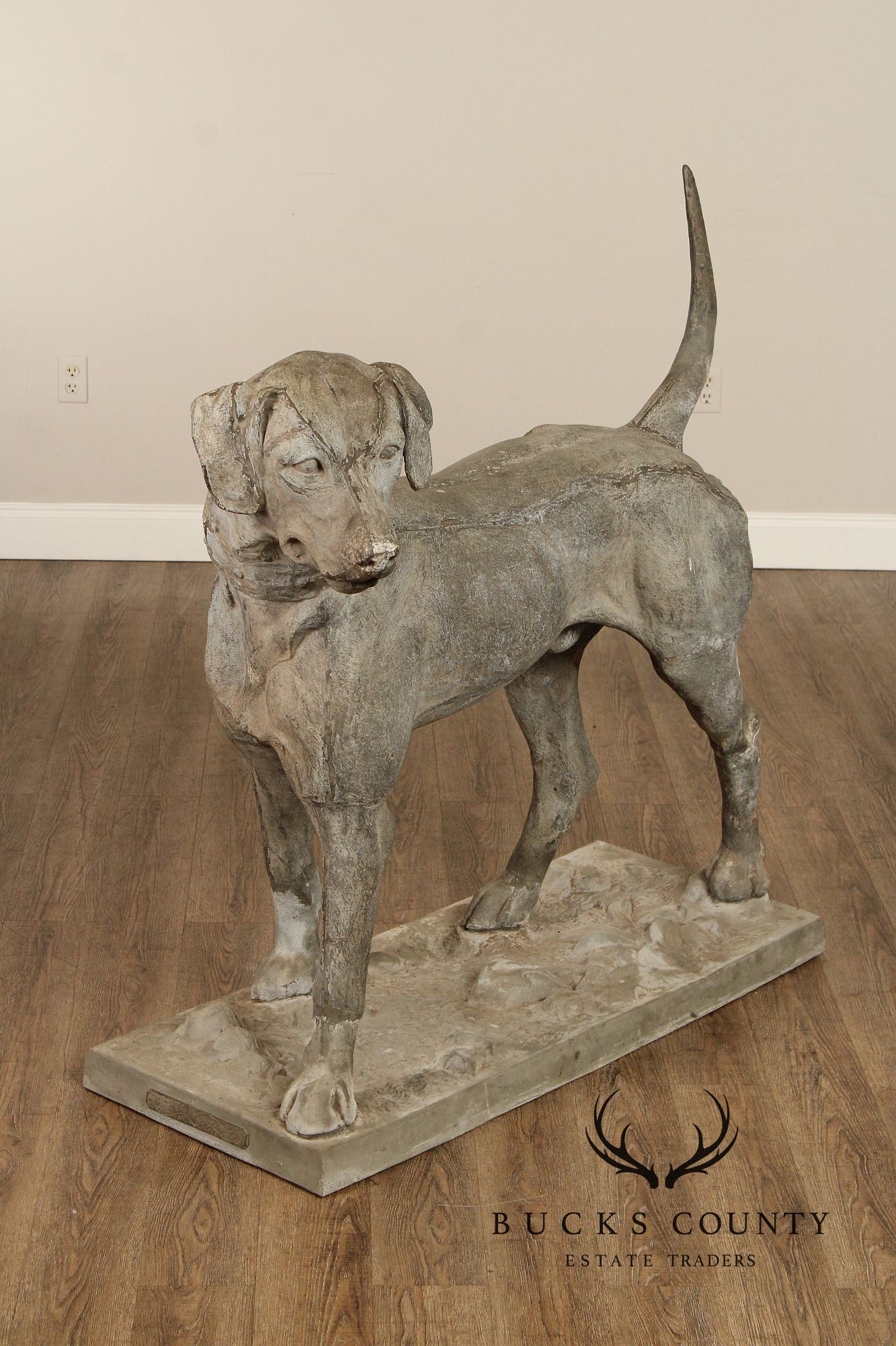 Antique J.W. Fiske Zinc Morley's Dog Statue