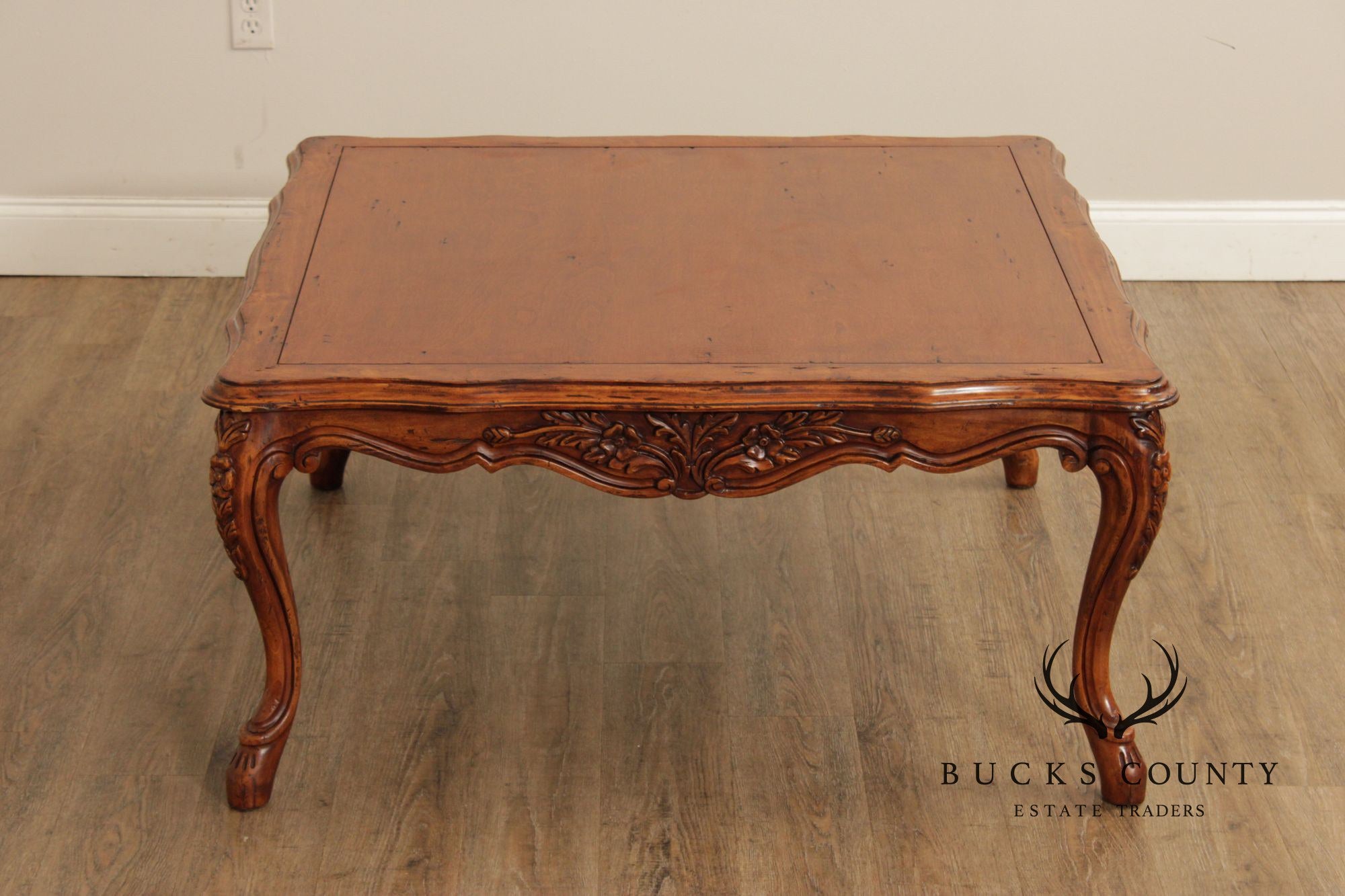 French Country Style  Square Carved Coffee Table