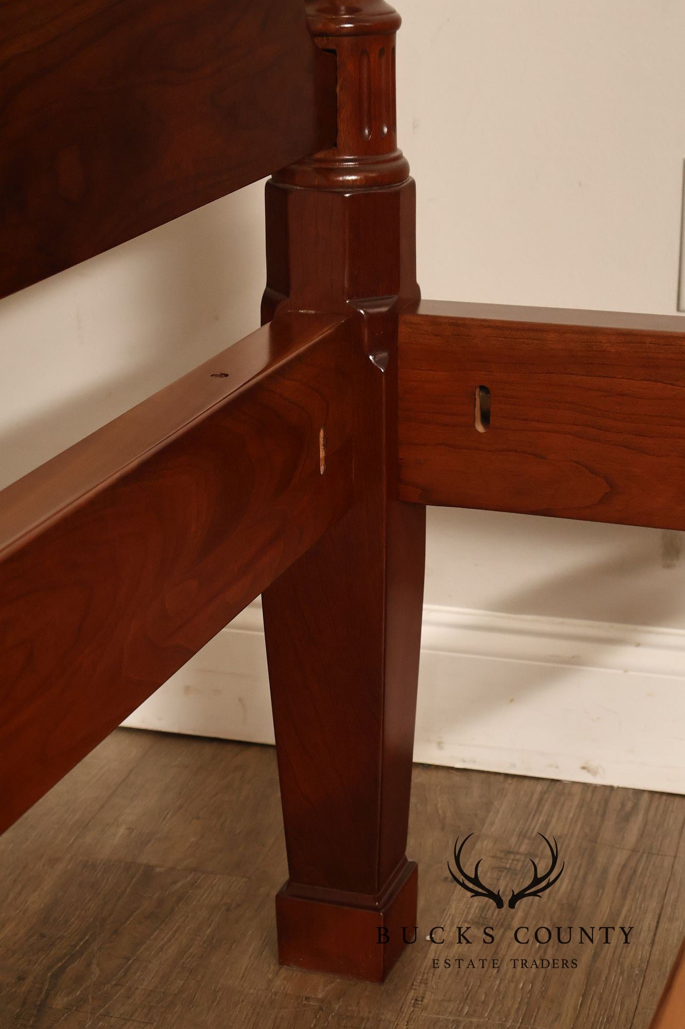 Stickley Queen Size Cherry Rice Carved Poster Bed