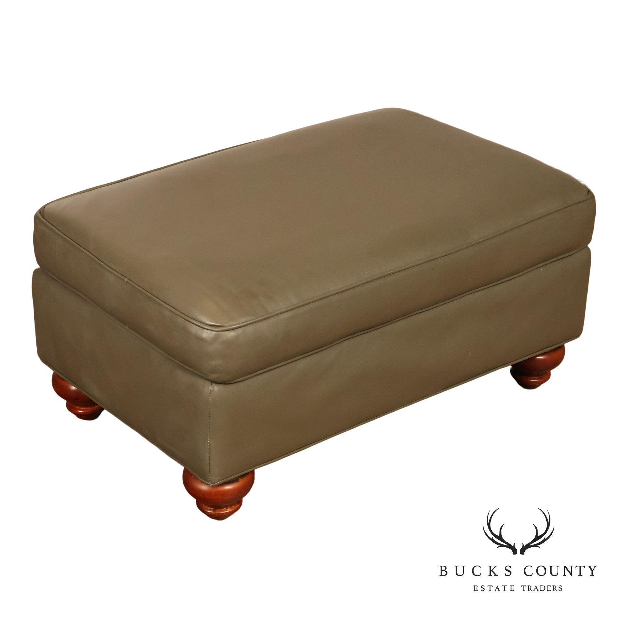 Ethan Allen Traditional Leather Ottoman
