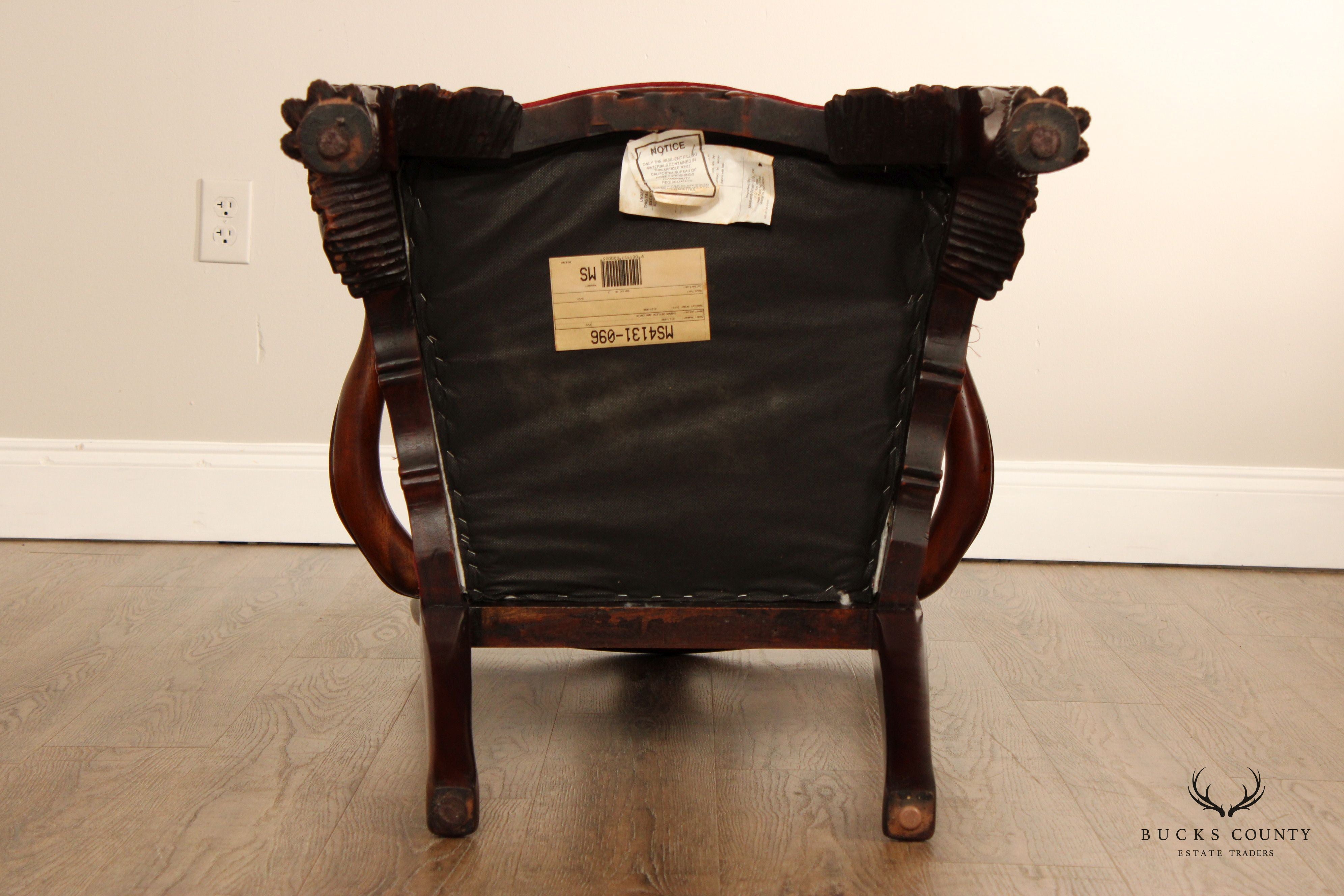 Maitland Smith Georgian Style Carved Mahogany Armchair