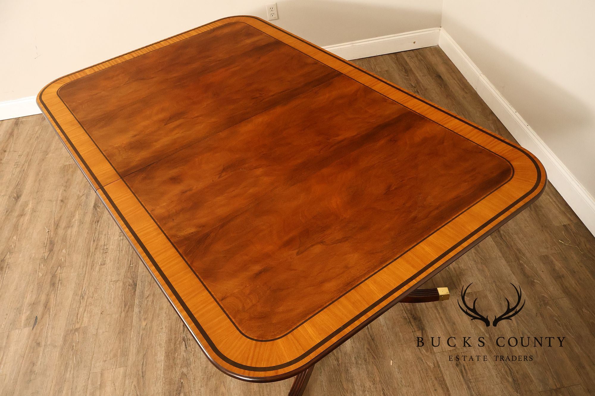 Baker Stately Homes Mahogany Double Pedestal Extendable Dining Table