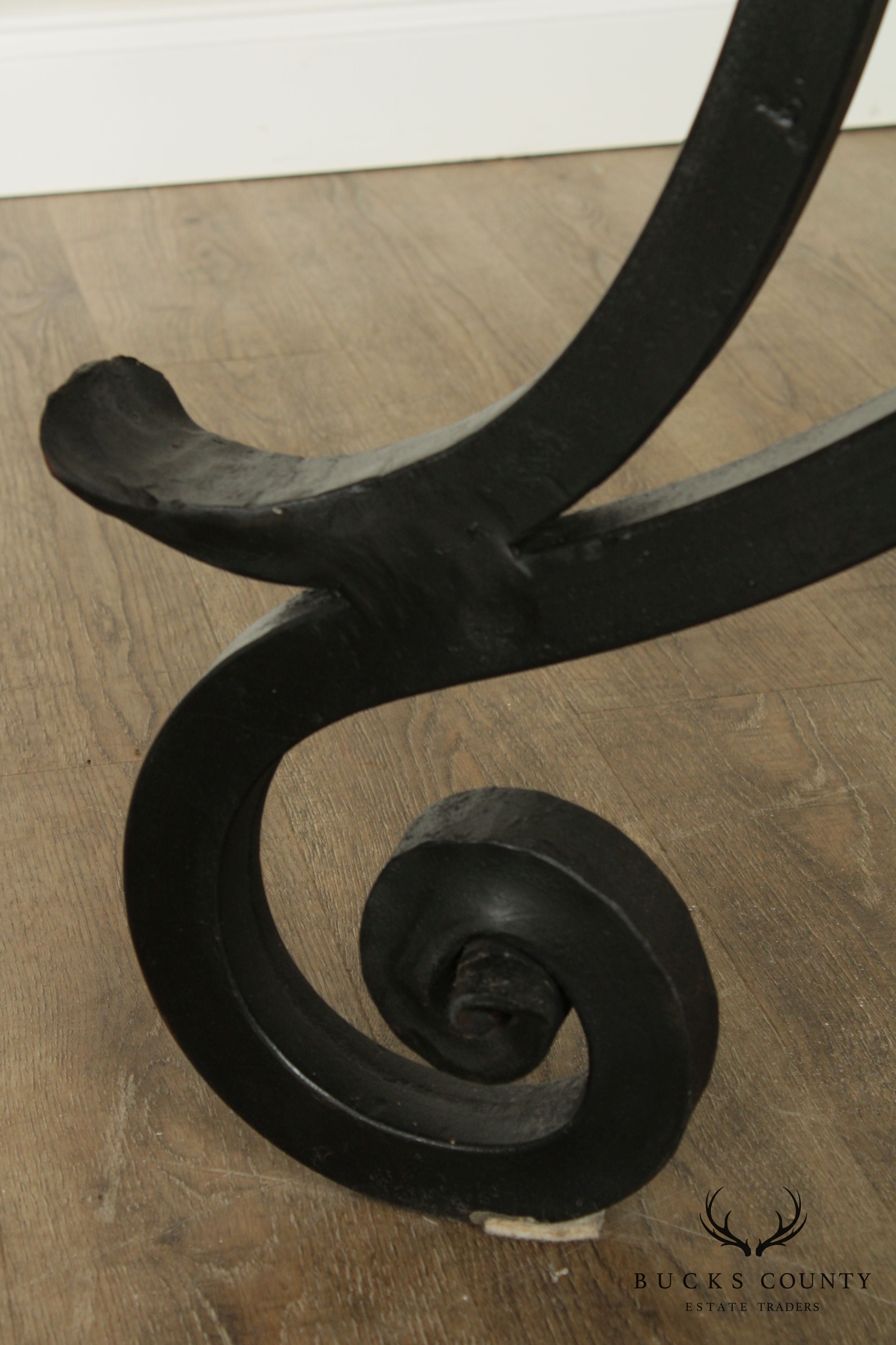 Hand Forged Iron Base 42" Pub Table Square Travertine Top