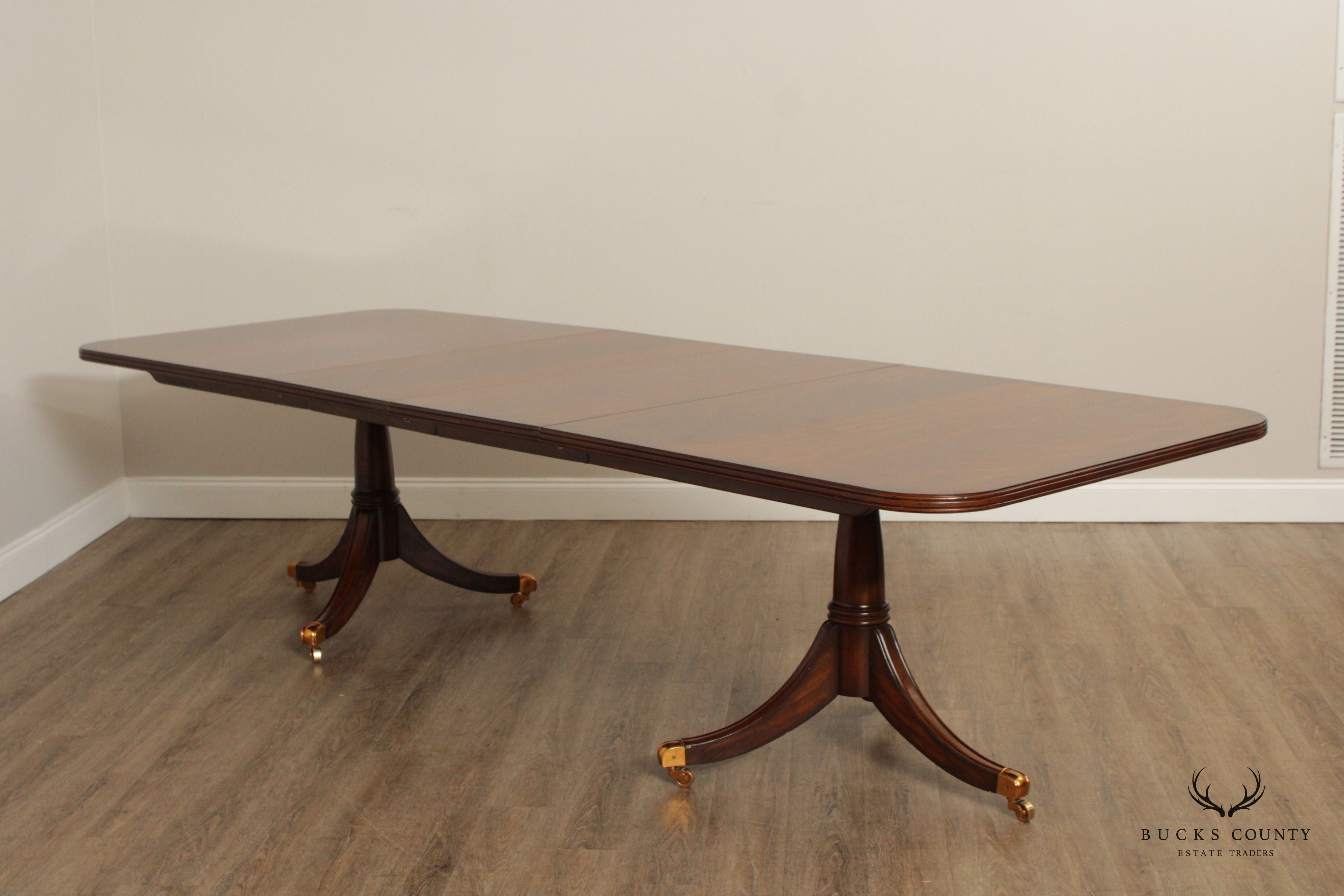 MAITLAND SMITH REGENCY FLAME MAHOGANY PEDESTAL DINING TABLE