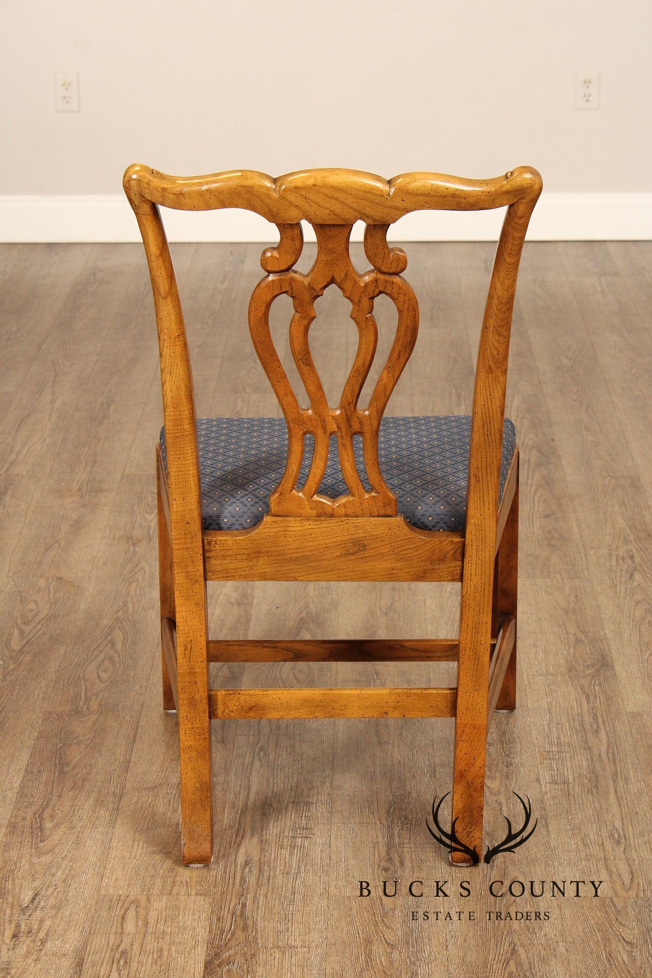 Baker Furniture Chippendale Style Set of Six Carved Oak Dining Chairs