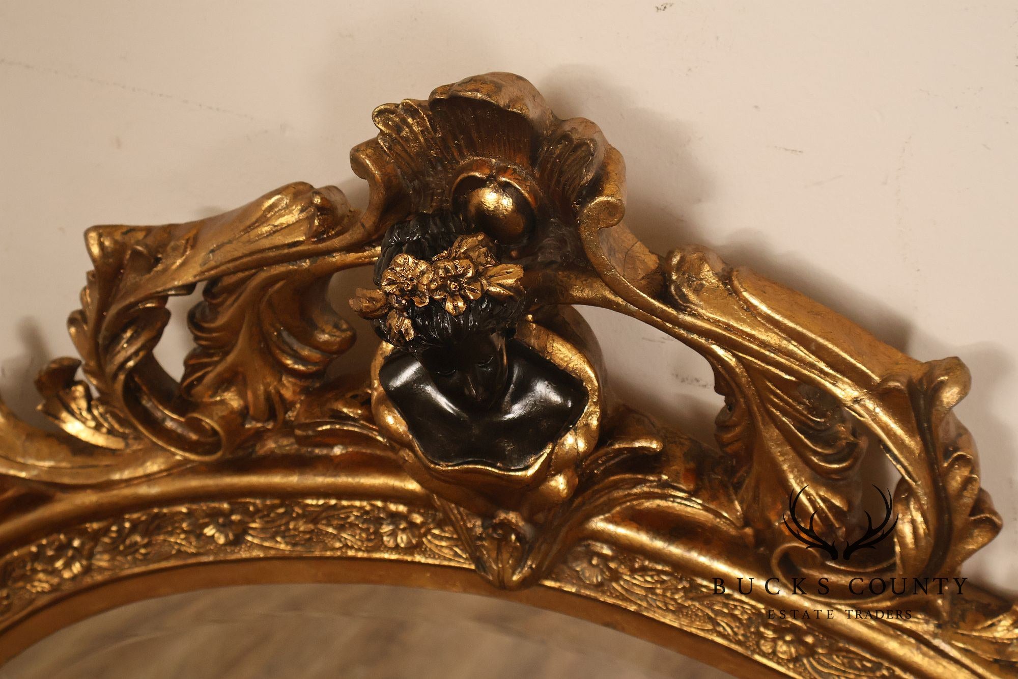 Italian Renaissance Style Cherub Mounted Oval Mirror