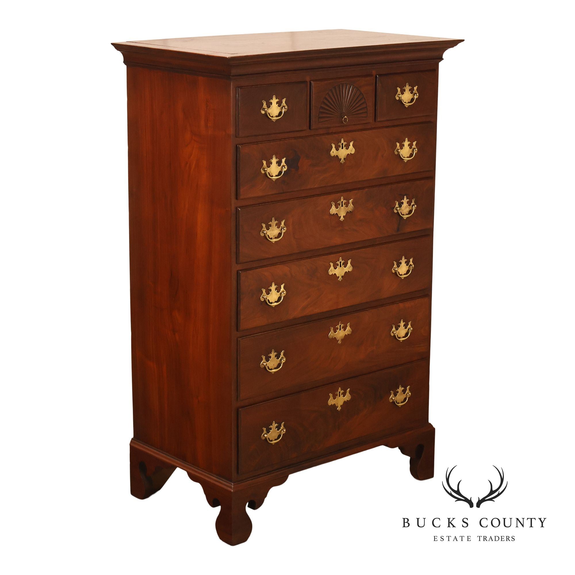 Chippendale Style Walnut Highboy Chest Of Drawers