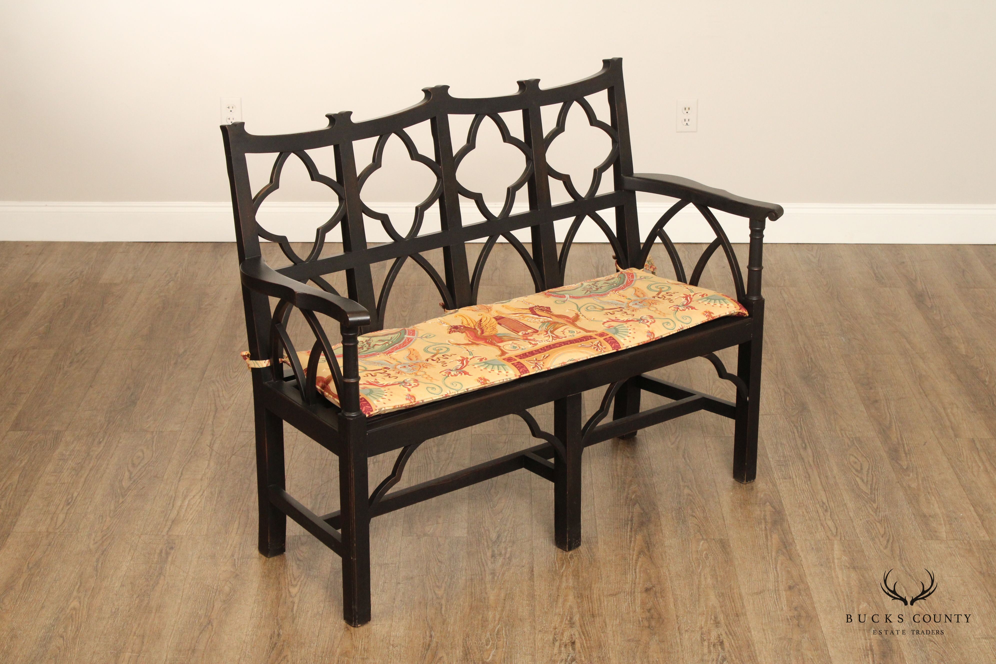 Wildon Home Gothic Revival Style Ebonized Bench