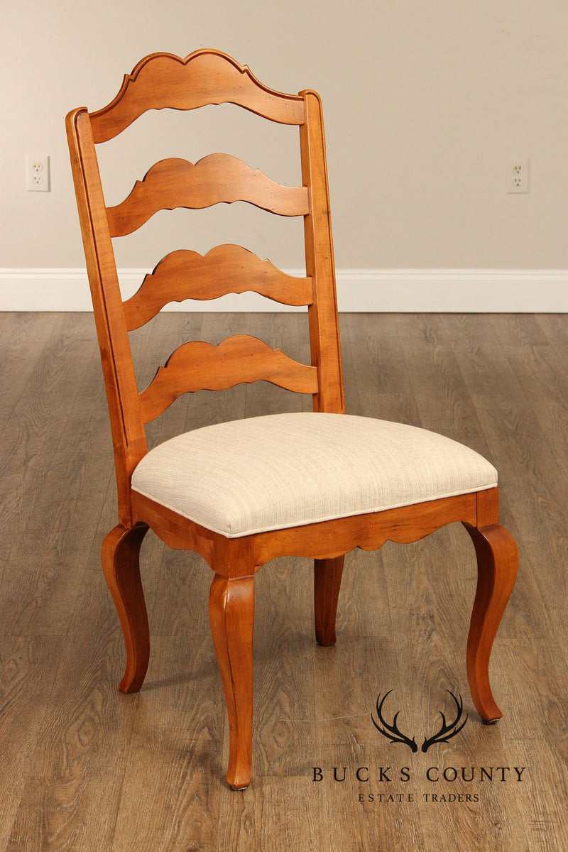 Ethan Allen French Country Style Set of Eight Maple Ladder Back Dining Side Chairs