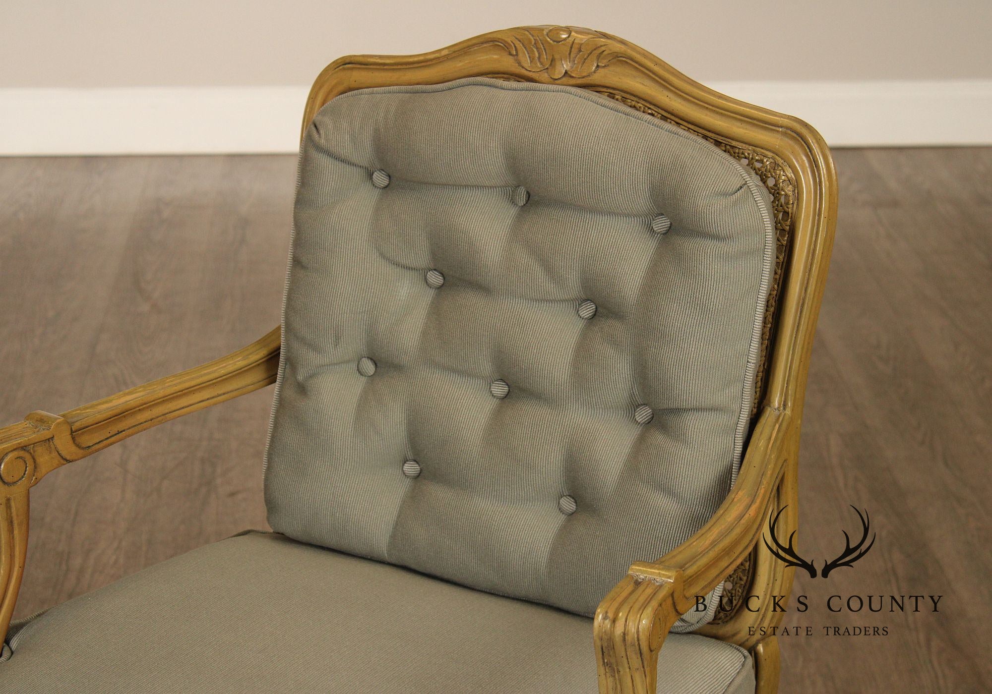 French Louis XV Style Caned  Fauteuil Armchair