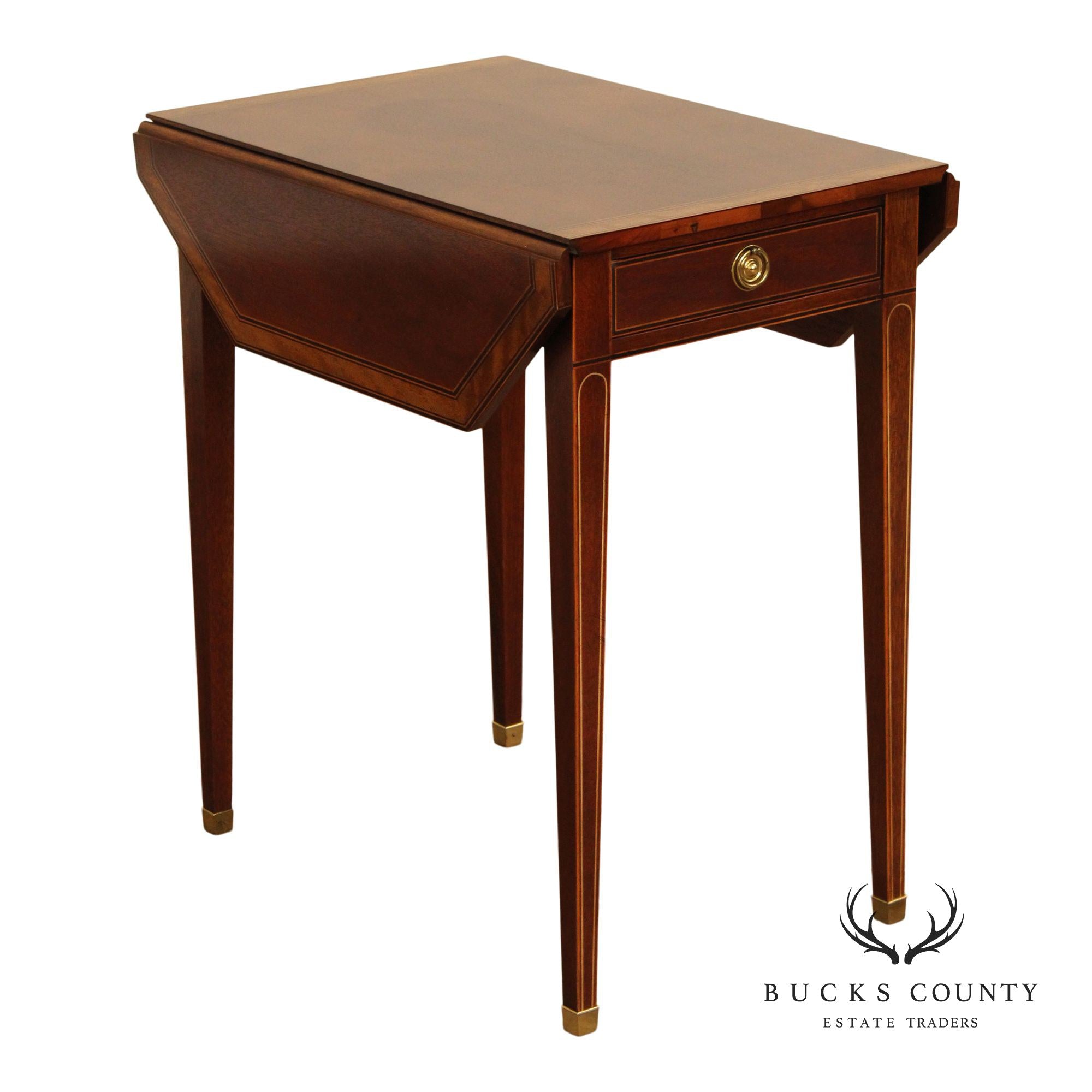 Baker Federal Style Inlaid Mahogany Drop-Leaf Pembroke Table