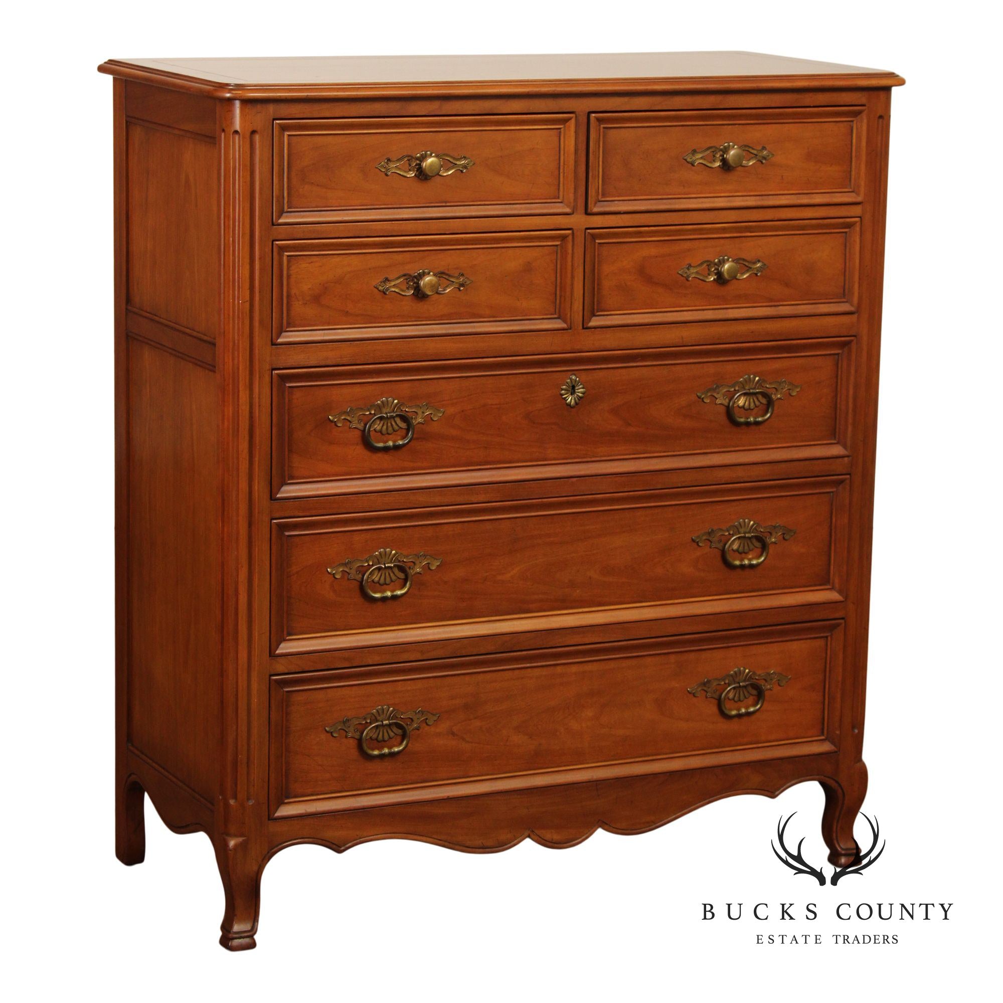 Kindel French Provincial Style Fruitwood Tall Chest