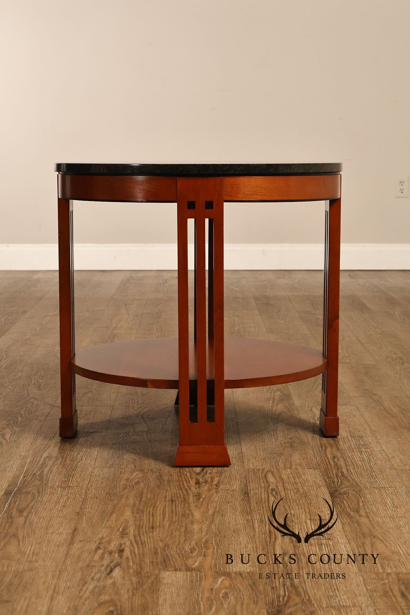 Stickley 21st Century Collection Round Cherry Granite Top Lamp Table